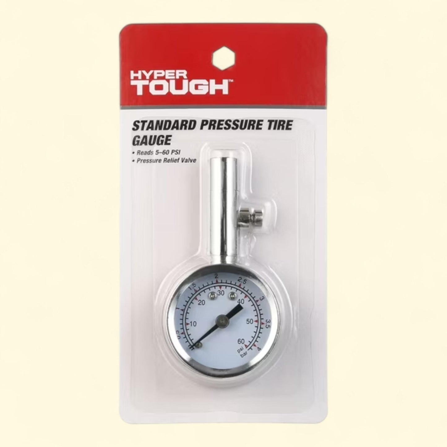 Manomètre pour pneus Hyper Tough Auto Mini Dial, argenté, lot de 1