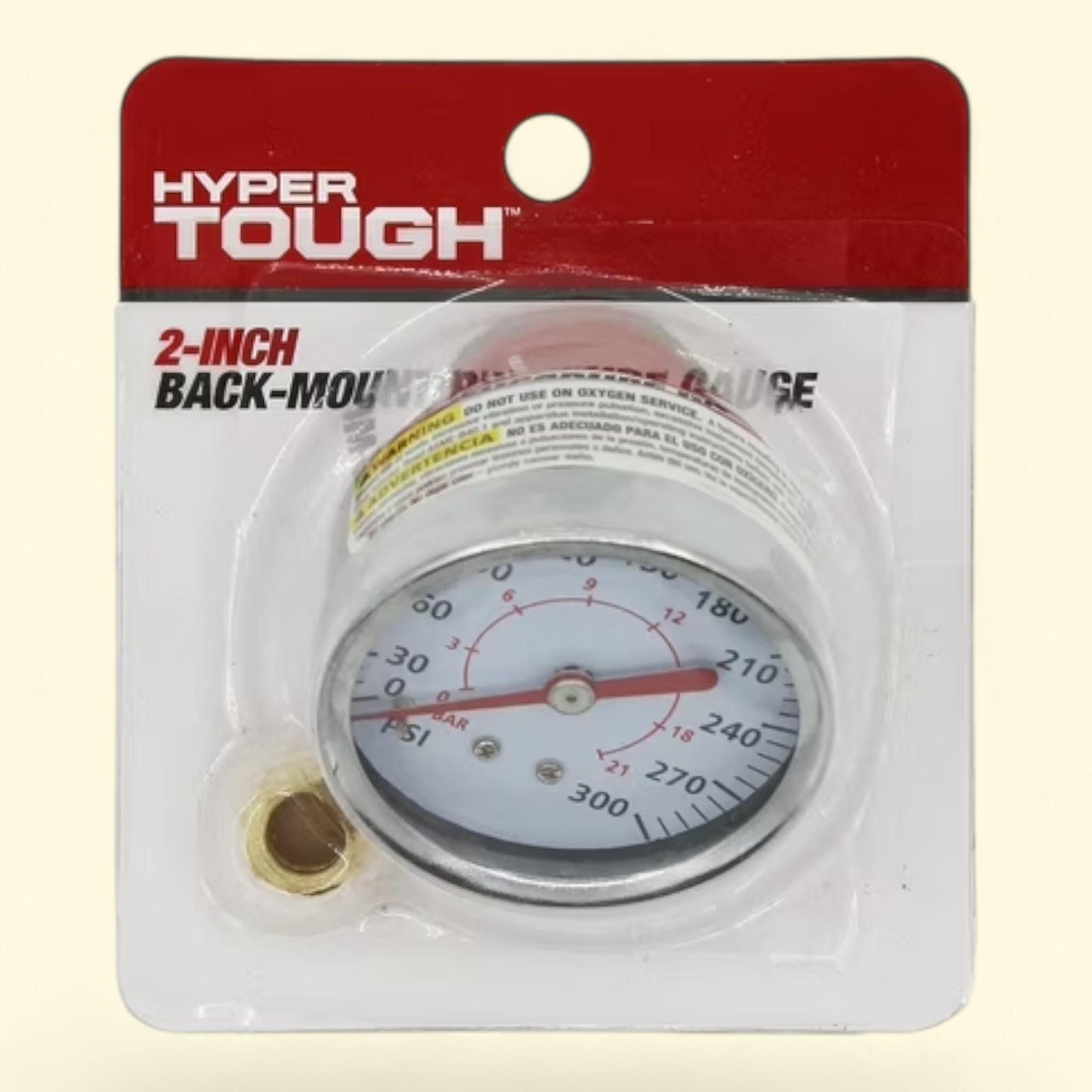 Hyper Tough Pressure Gauge, 300 PSI, 2 Inch