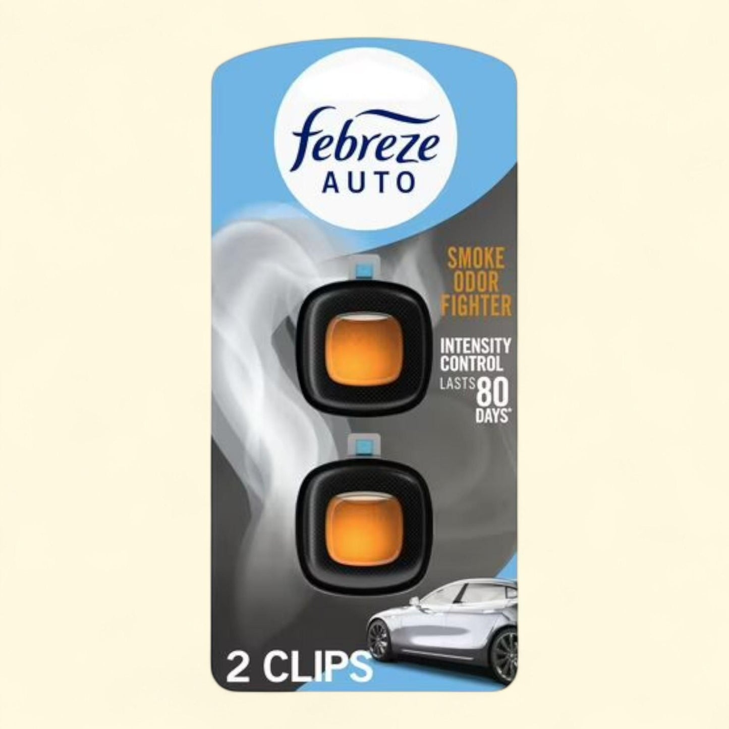 Febreze Car Air Freshener, Odor-Fighting Car Vent Clip, Smoke Odor Fighter, 2 Count