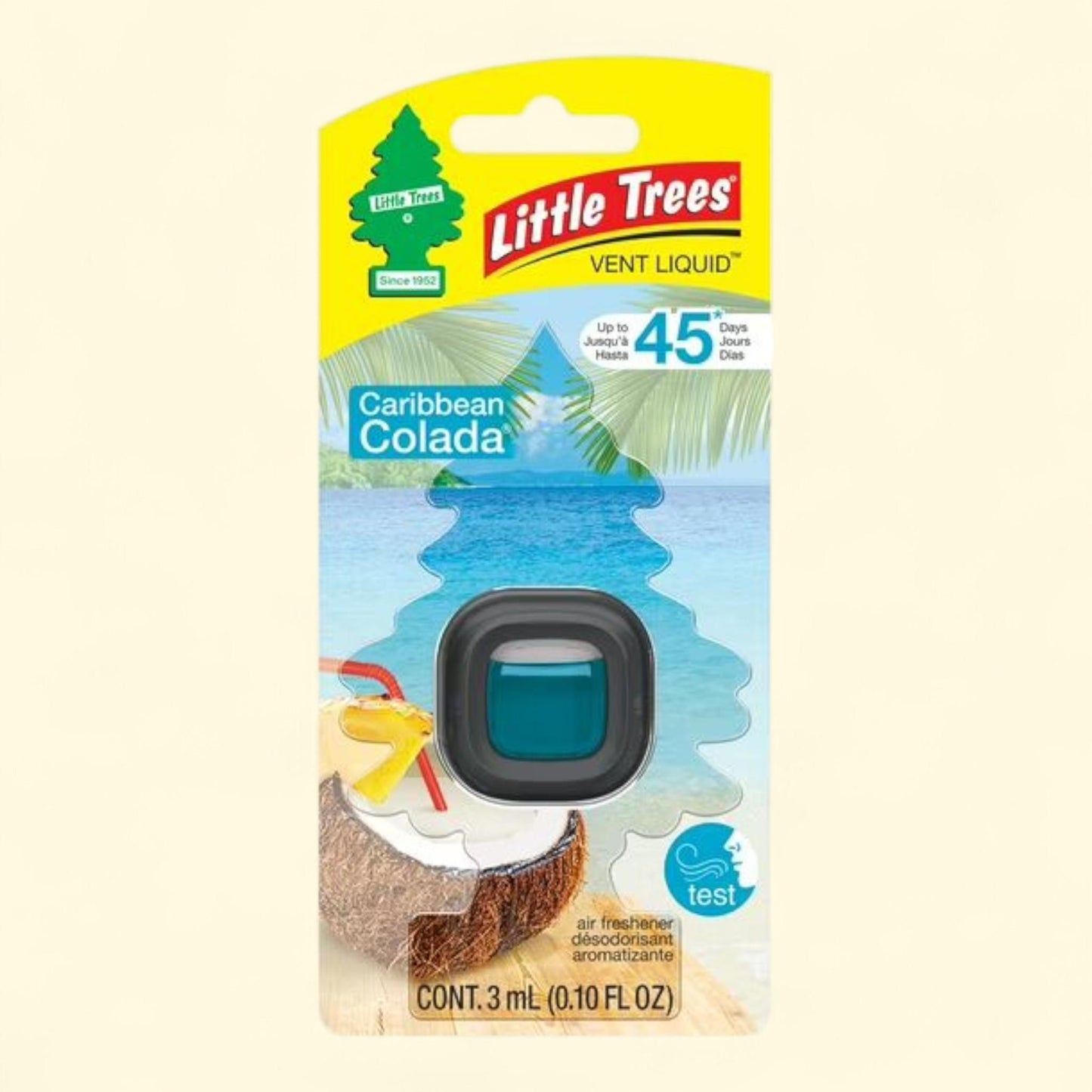 Désodorisant Little Trees à fixer sur la grille d'aération, parfum Caribbean Colada, lot de 1
