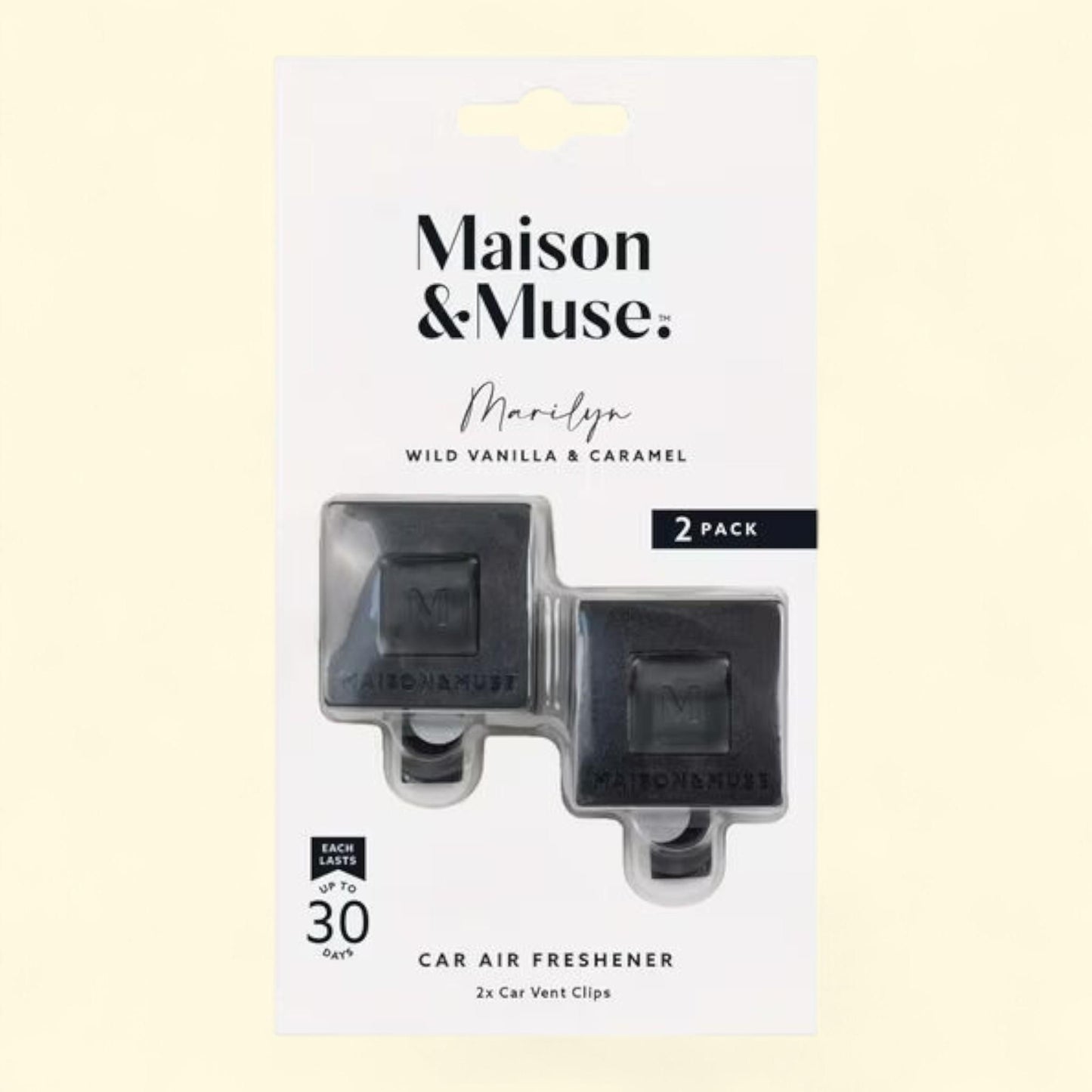 Maison & Muse Car Freshener Vent Clip, 2 Pack - Wild Vanilla & Caramel, Marilyn