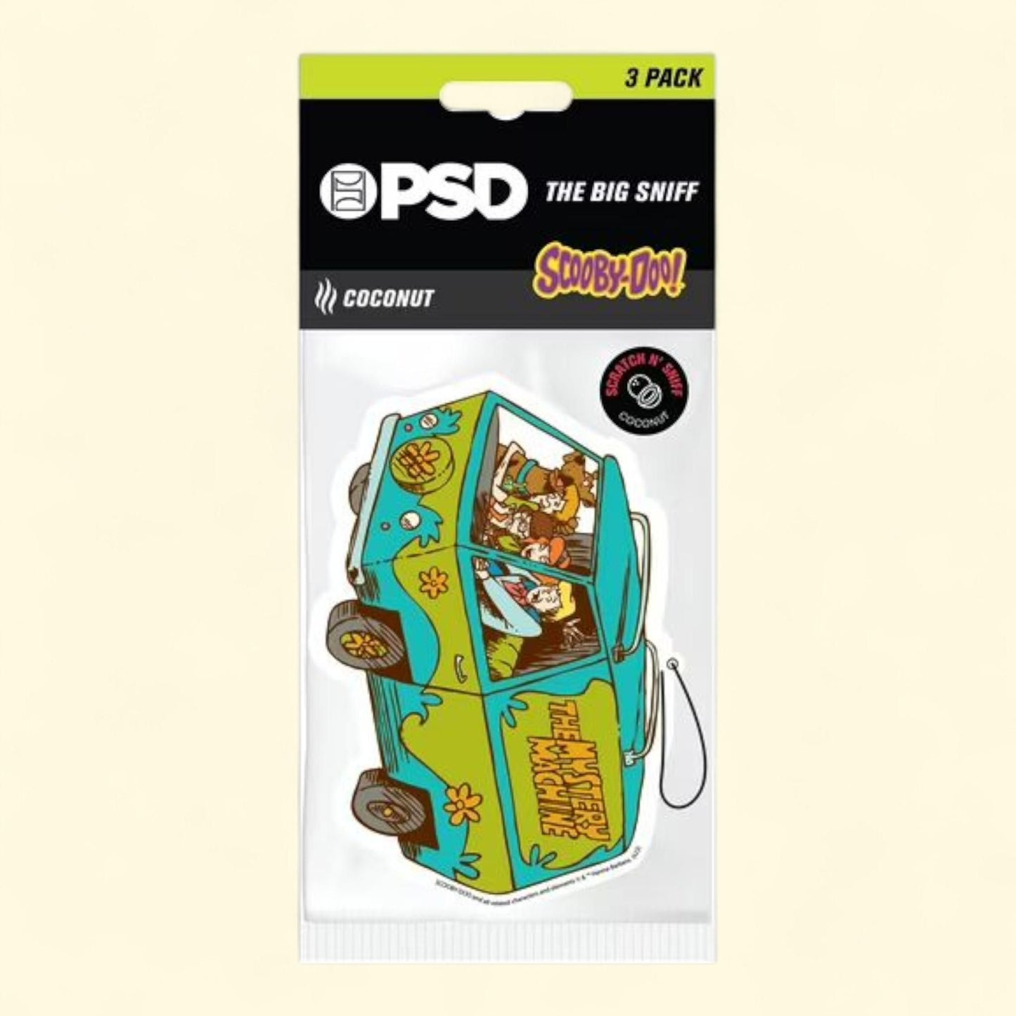 PSD Big Sniff, Scooby Doo Mystery Machine Hanging Air Freshener 3 Pack, Coconut Scent