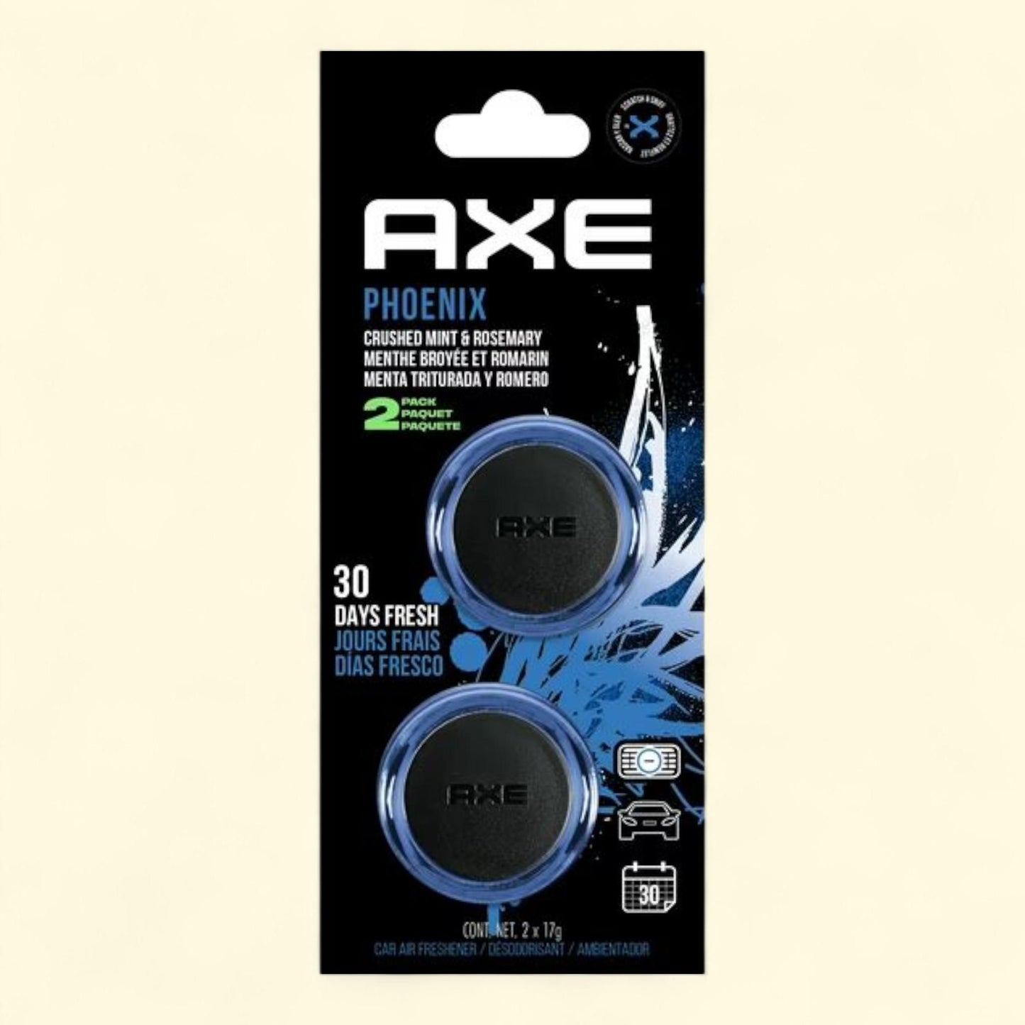 Axe Car Air Freshener, Phoenix Scent, 2 Pack