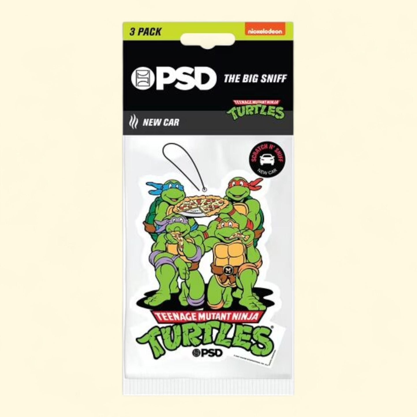 PSD Teenage Mutant Ninja Turtle Hanging Air Fresheners, 3 Pack, New Car Scent