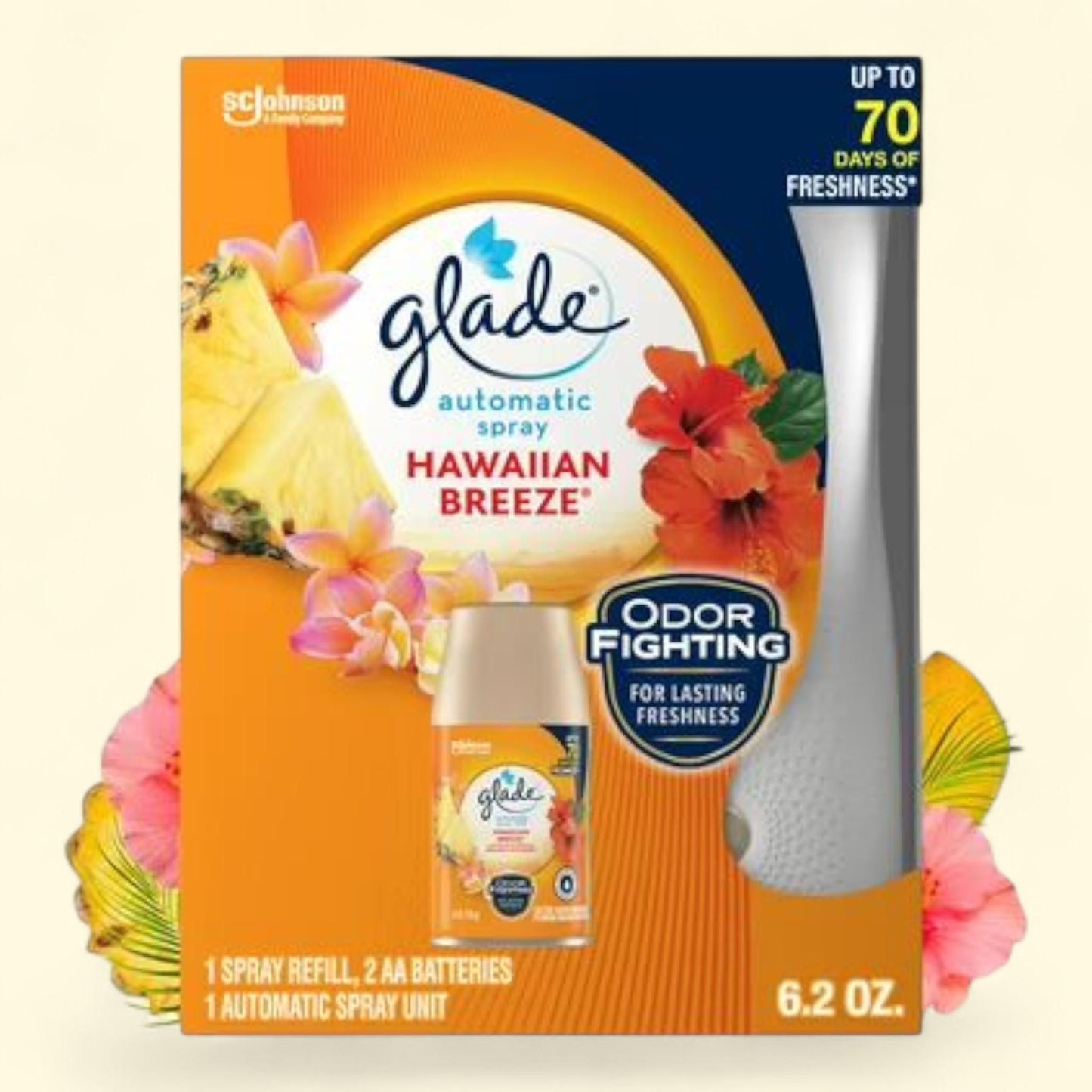 Glade Automatic Spray Air Freshener Starter Kit, Hawaiian Breeze, 6.2 oz, 1 count