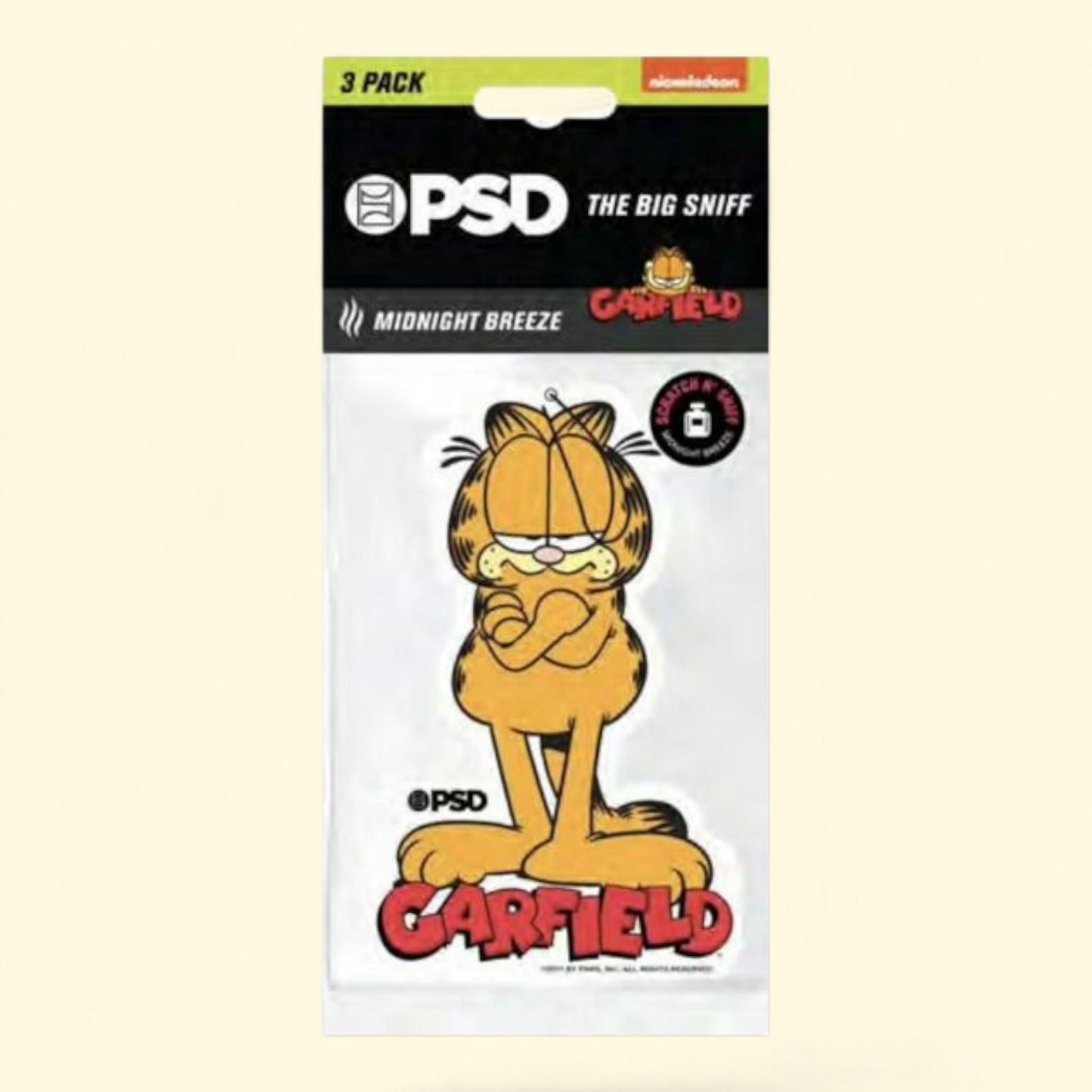PSD Big Sniff, Garfield Cattitude Hanging Air Freshener 3 Pack, Vanilla Scent
