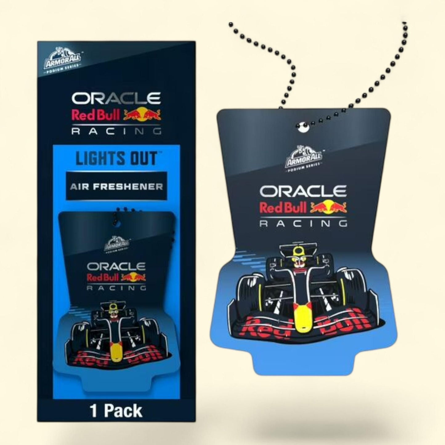 Armor All Podium Series Hanging Car Air Freshener, Logo Car, Lights Out Scent, 1 pack