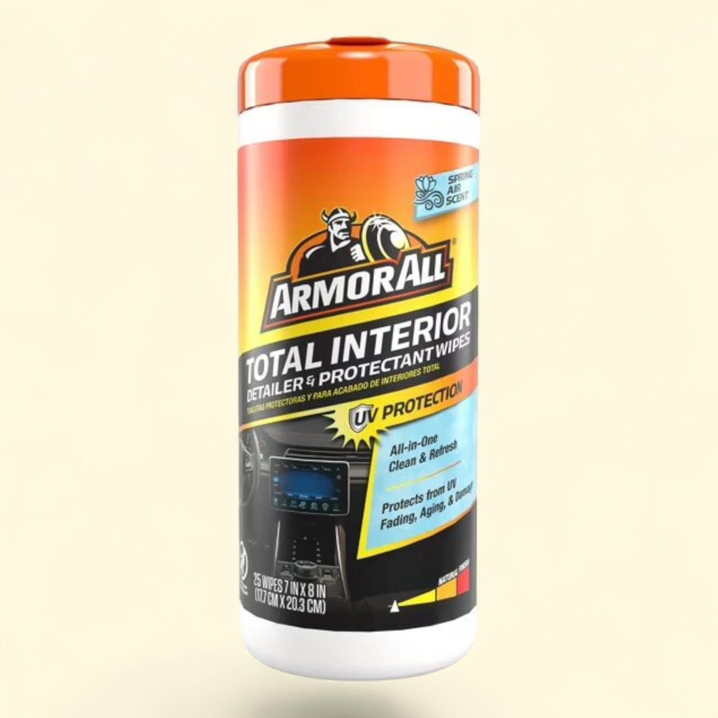 Armor All Total Interior Detailer and Protectant Car Cleaning Wipes, 25 Count Canister