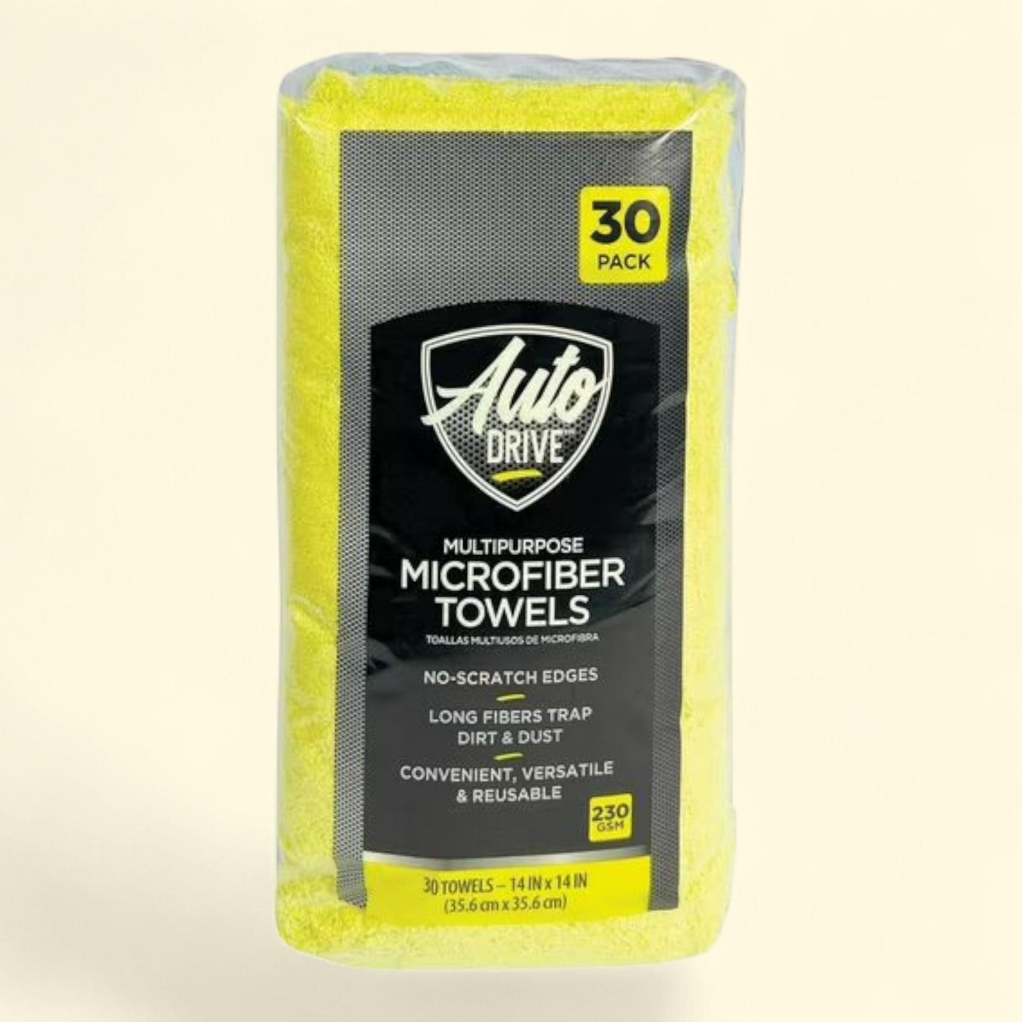 Auto Drive Car Cleaners Multipurpose Microfiber Towels, 14" x 14", 30 Pack