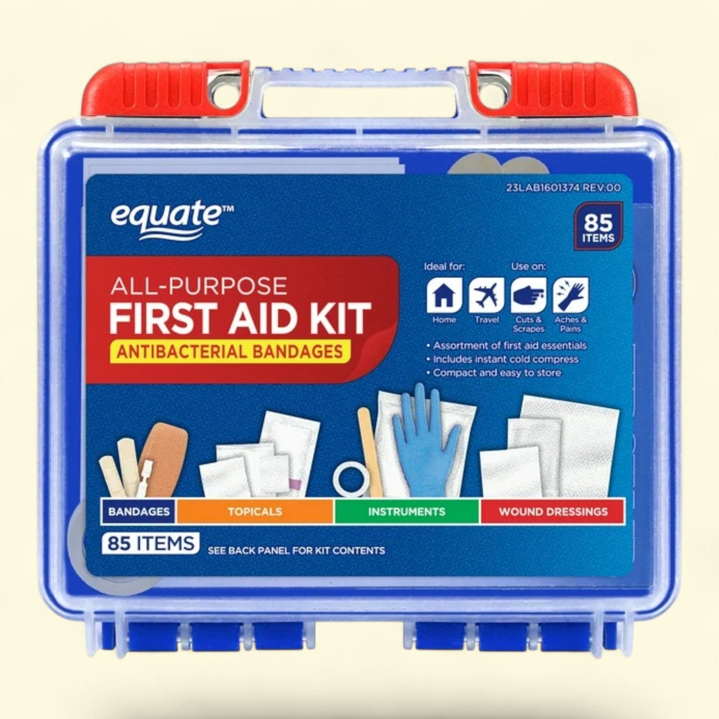 Equate First Aid Kit, 85 Pieces