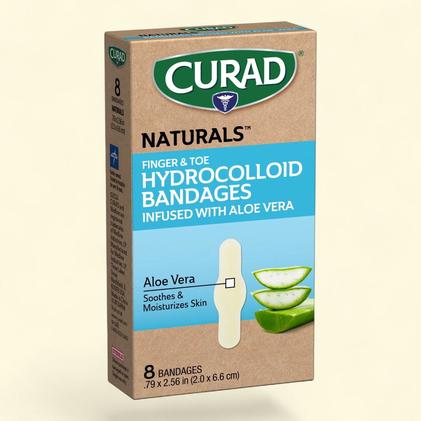 Curad Naturals Hydrocolloids with Aloe Vera Bandages, 8 Count