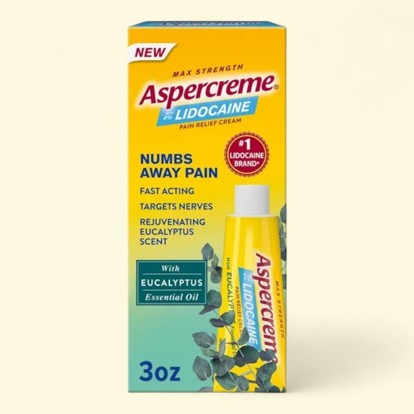 Aspercreme 4% Lidocaine Cream, Eucalyptus, 3 oz.