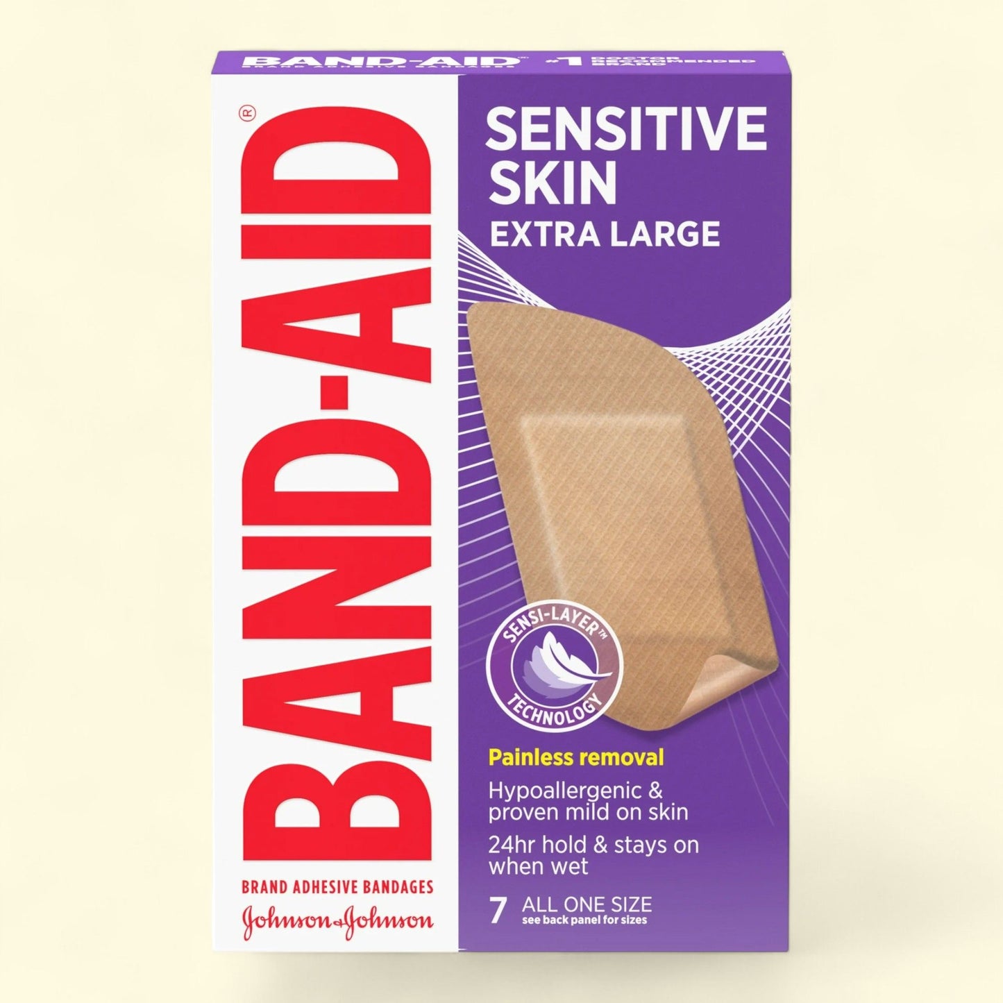 Band-Aid Adhesive Bandage, Sensitive Skin, Extra Large, 7 Ct.