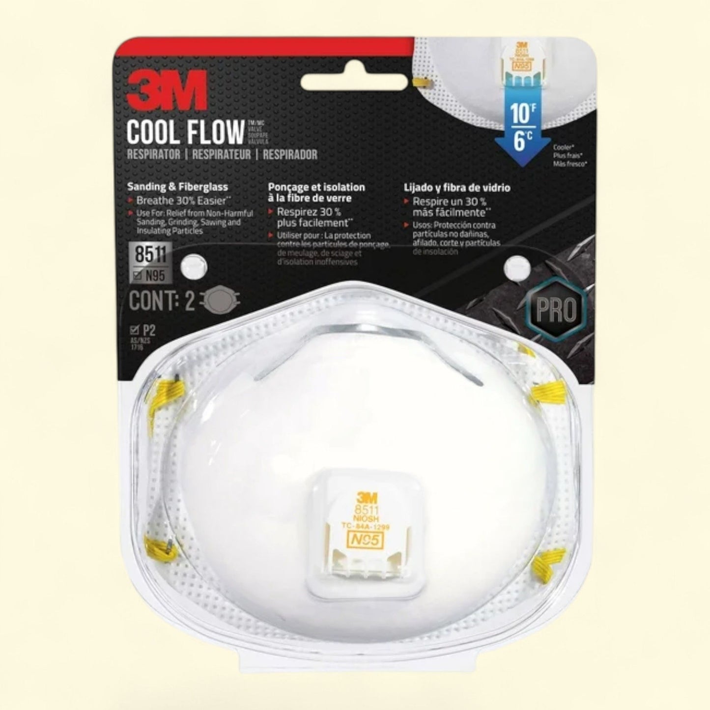 3M N95 Respirator 8511, 2 Safety Masks