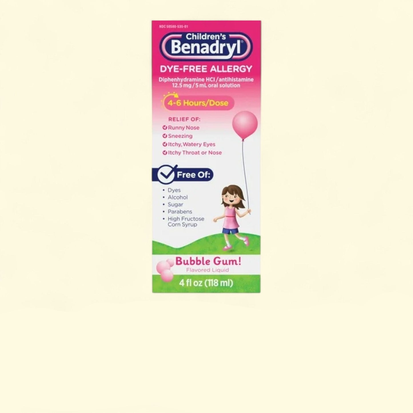 Children's Benadryl Allergy Liquid, Bubble Gum, 4 fl. oz