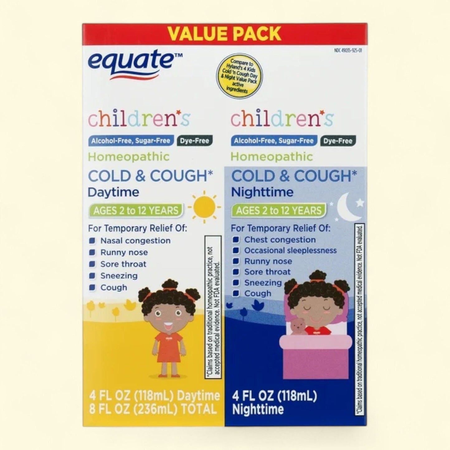 Equate Children's Cold & Cough Liquid Combo Pack, 8 fl oz