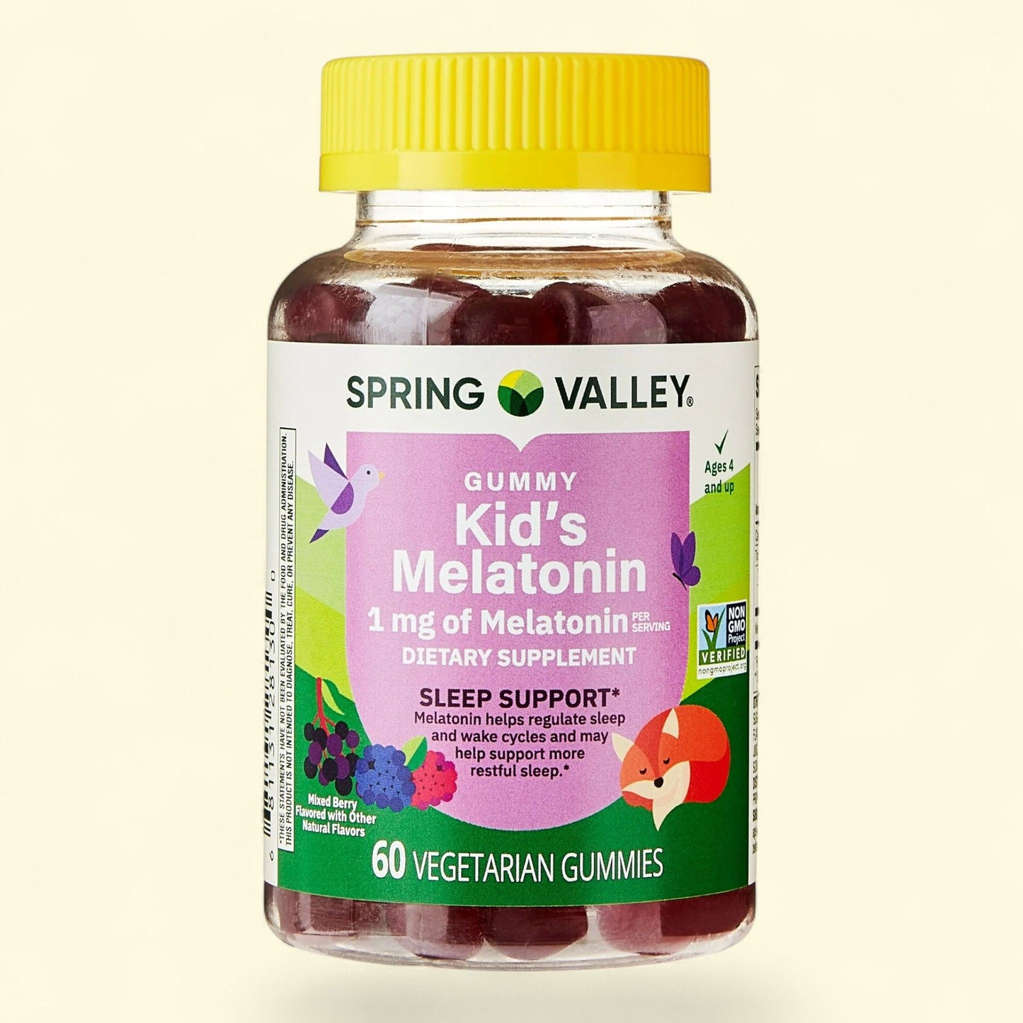 Spring Valley Kids Melatonin Gummies, Raspberry, 1 mg, 60 Count