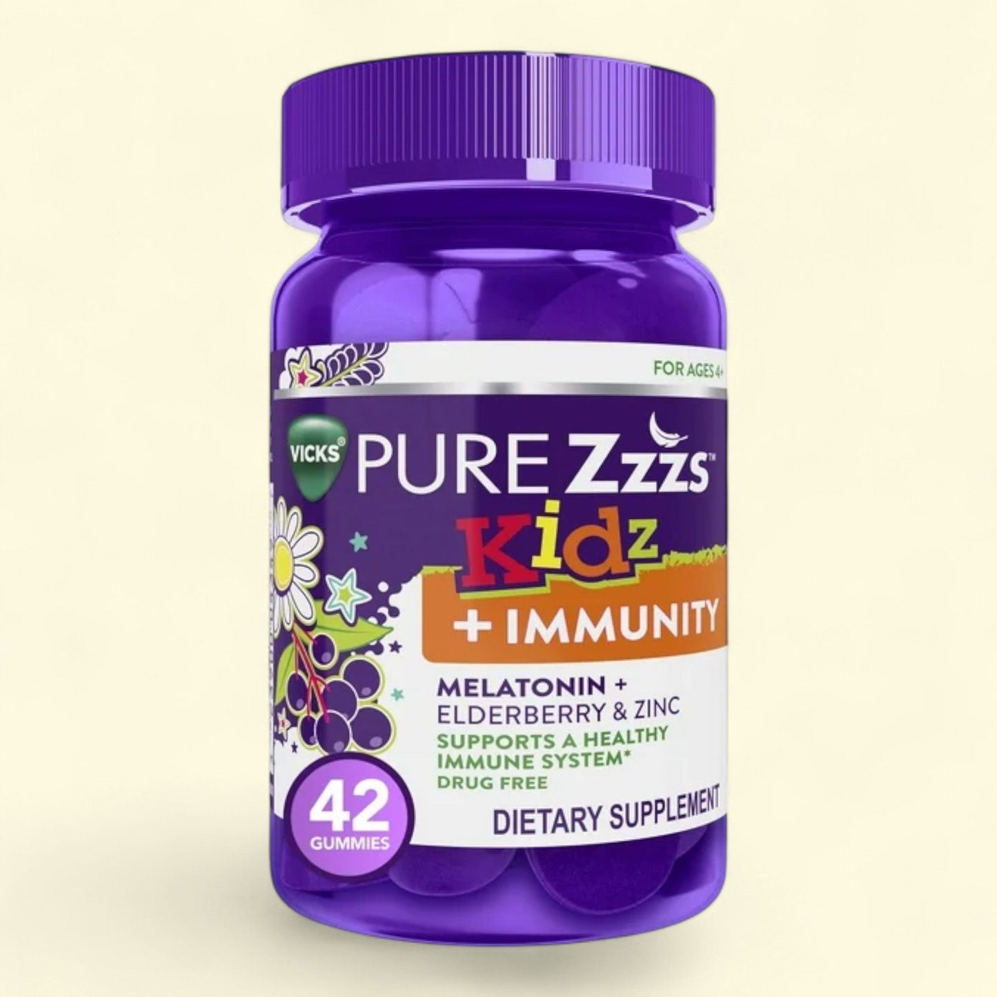 Vicks ZzzQuil Pure Zzzs Sleep Aid Kids Melatonin Gummies, 42 Count