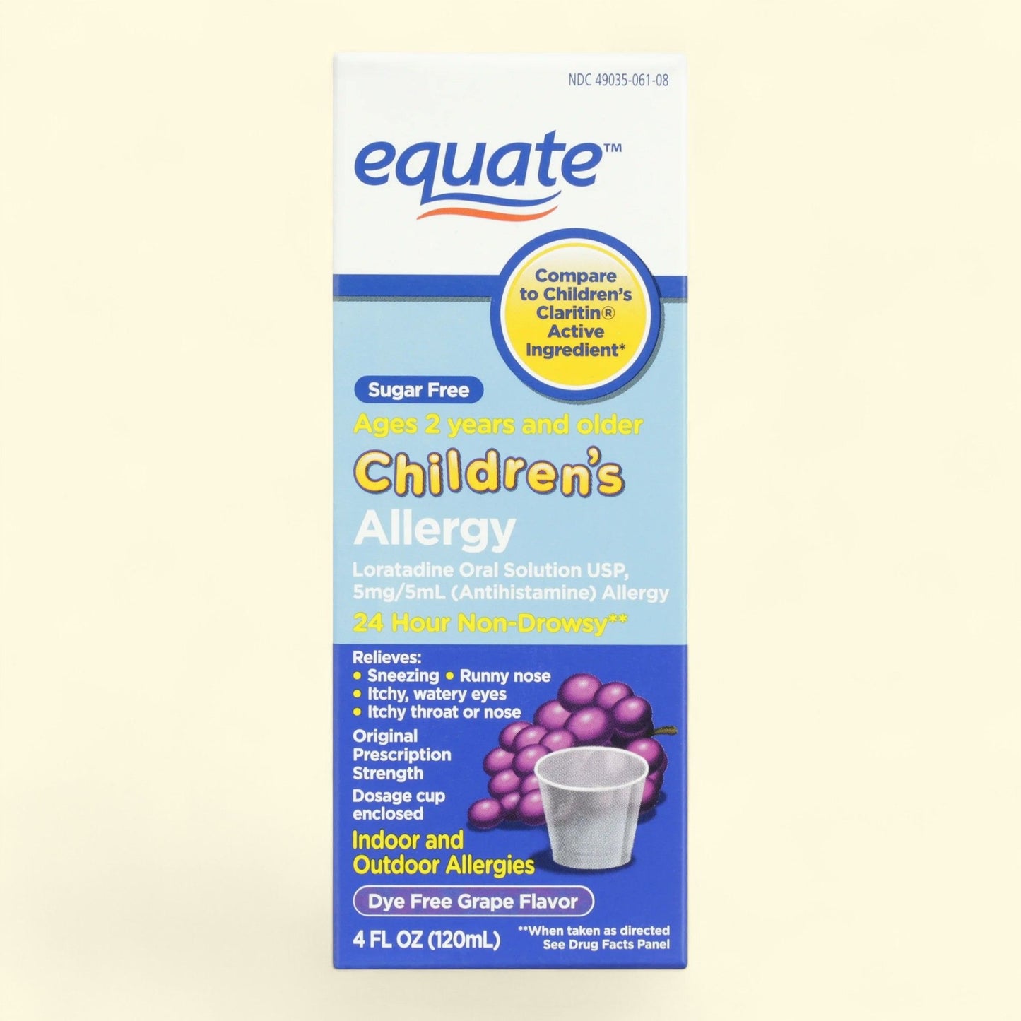 Equate Loratadine Allergy Relief Oral Solution, Grape Flavor, 4 fl oz