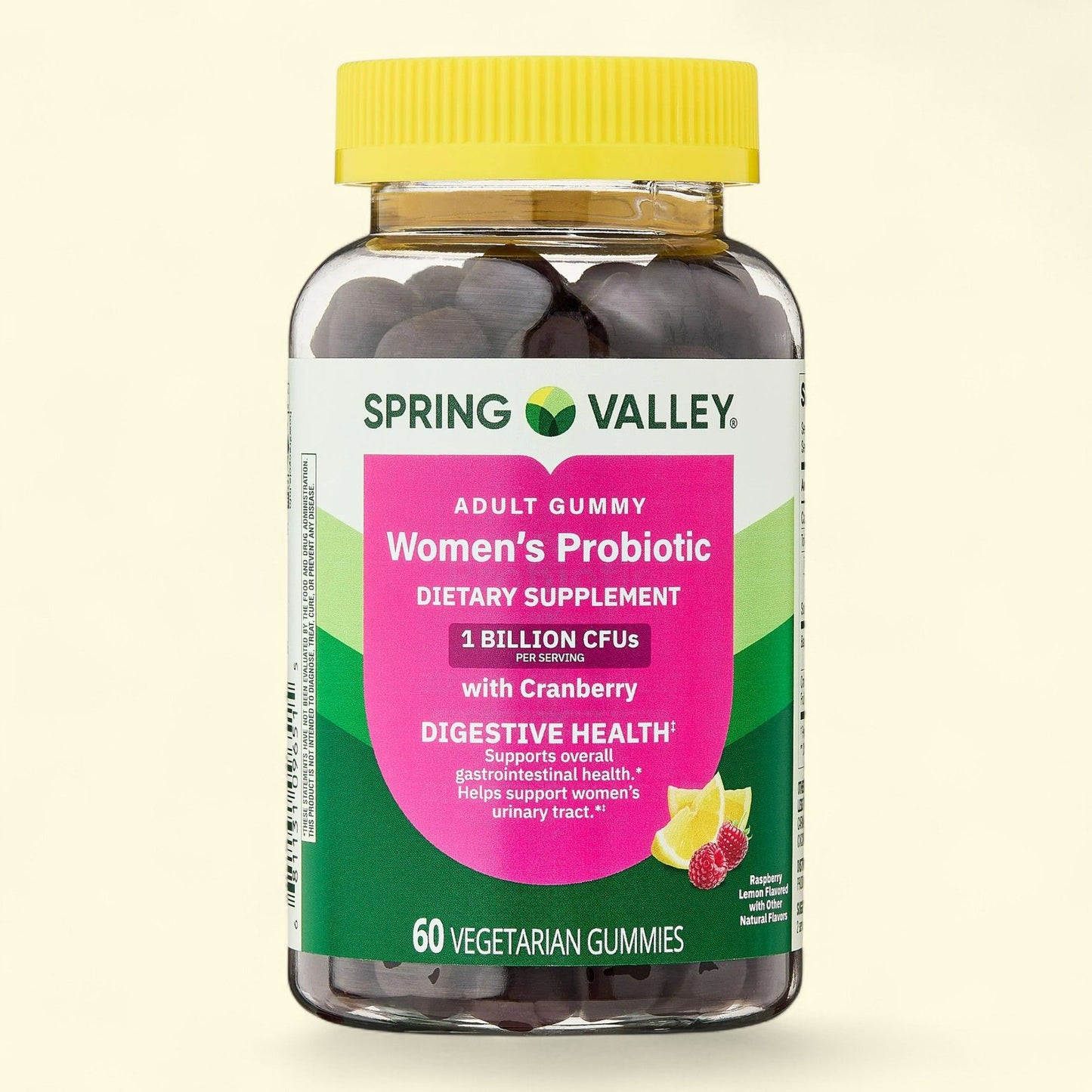 Spring Valley Women's Probiotic with Cranberry Vegetarian Gummies, Raspberry Lemon, 60 Count