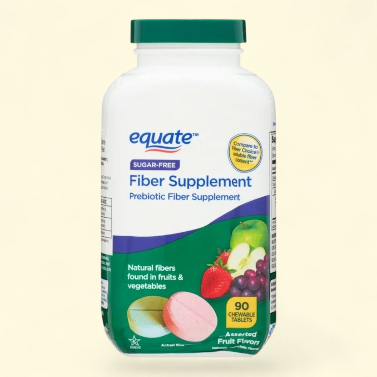 Equate Fiber Supplement Chewable Tablets, 90 Count