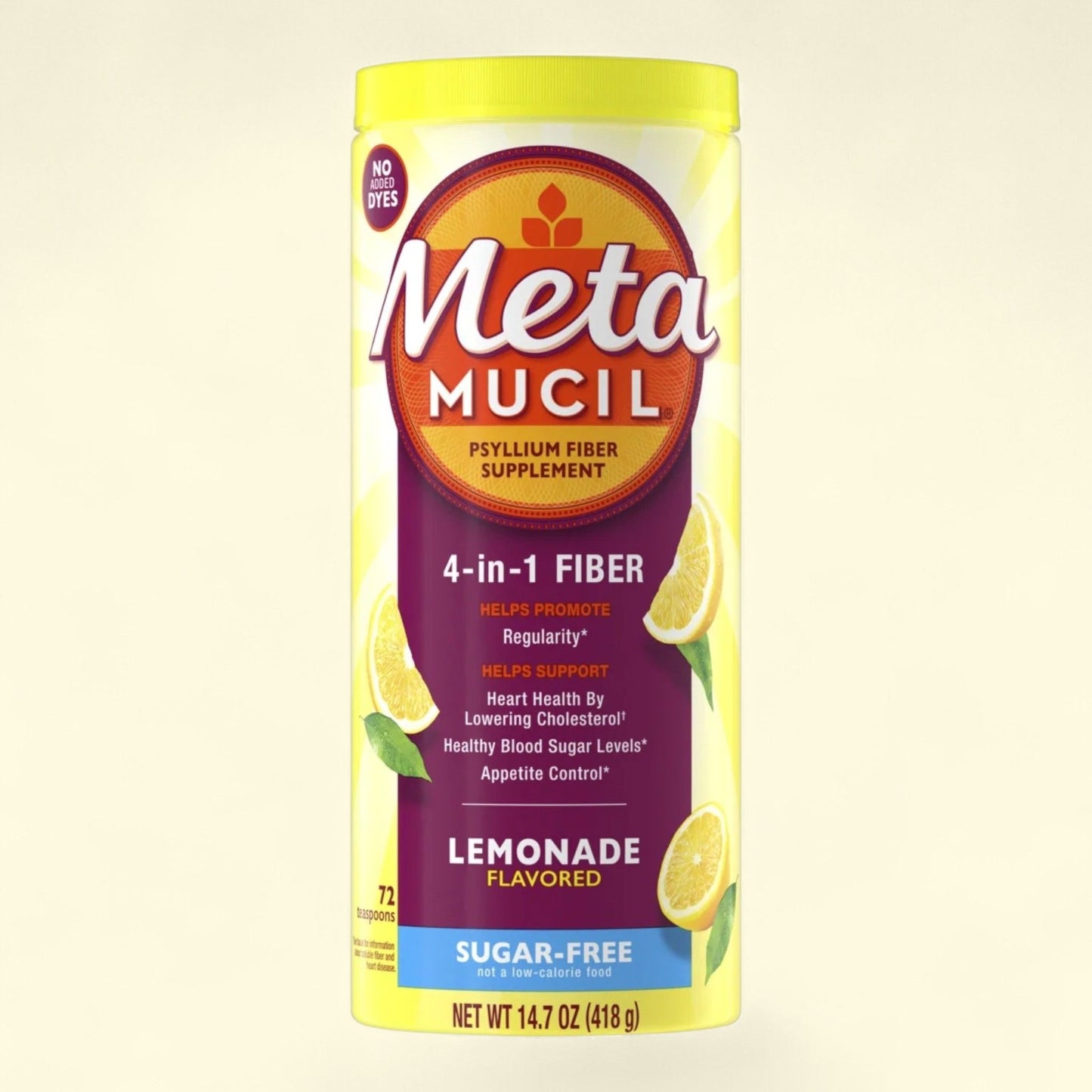 Metamucil Fiber Supplement, Fiber Powder, Sugar Free Lemonade, 72 Servings