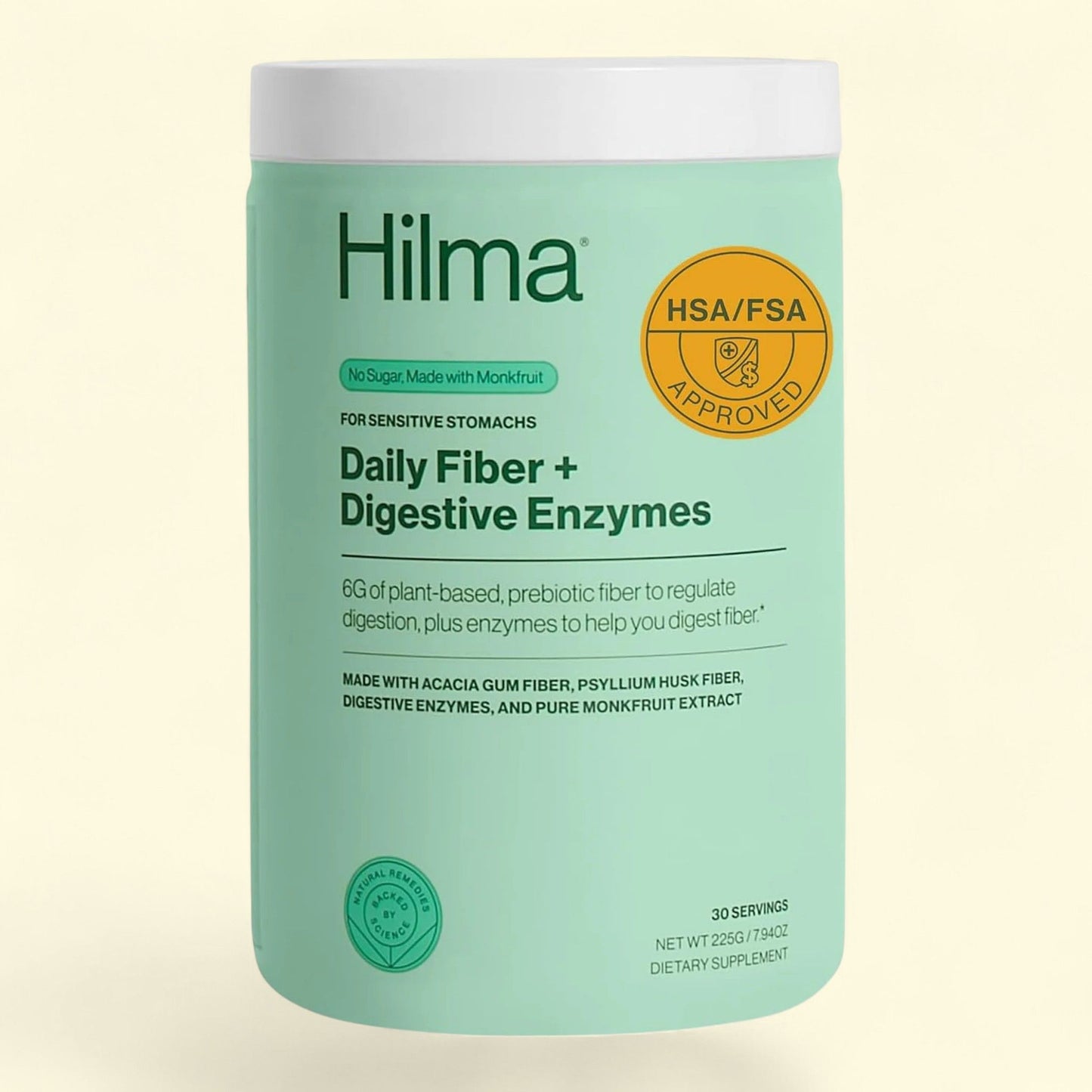 Hilma Daily Fiber + Digestive Enzymes Dietary Supplement Powder, 30 Servings