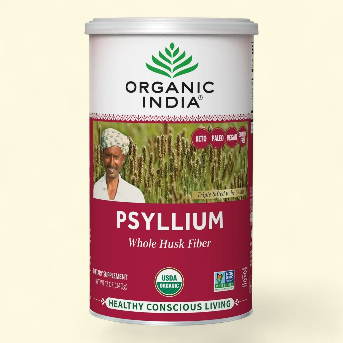 Organic India Psyllium, Whole Husk 12 oz