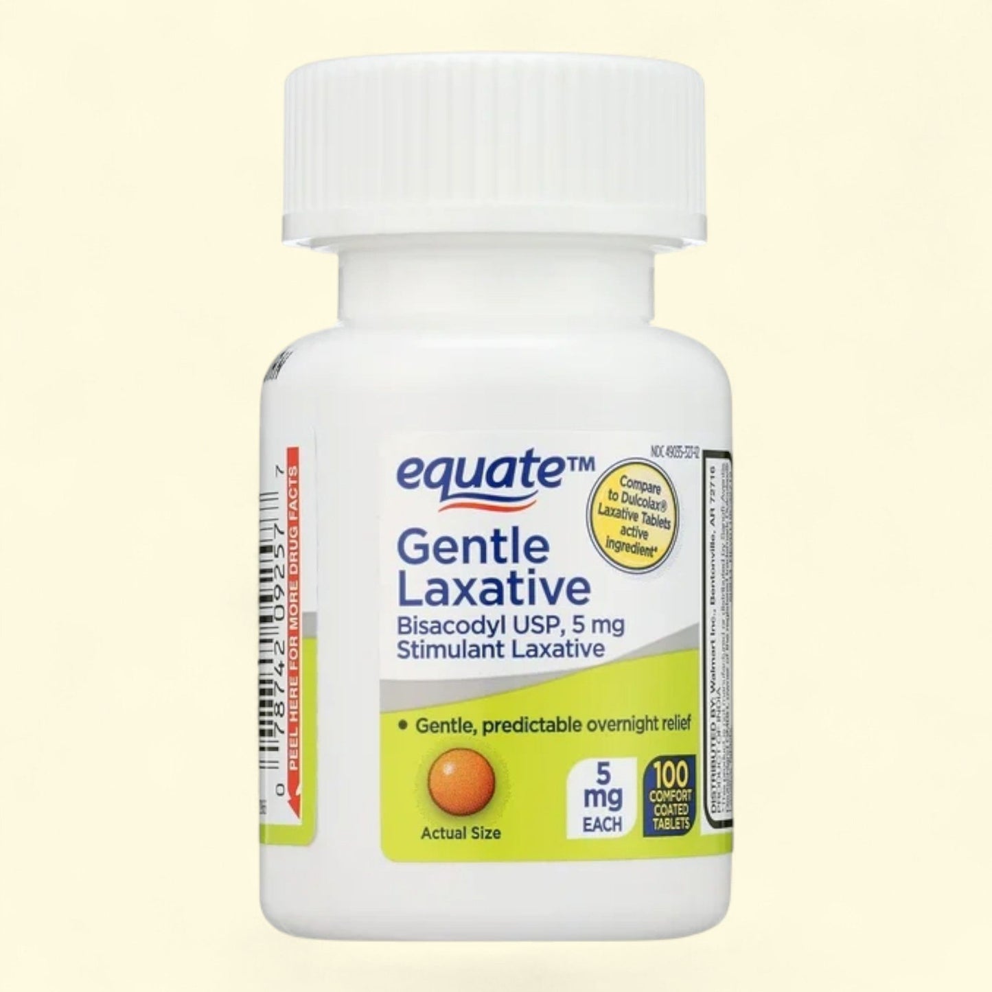 Equate Bisacodyl Constipation Relief Tablets, 5 mg, 100 Count