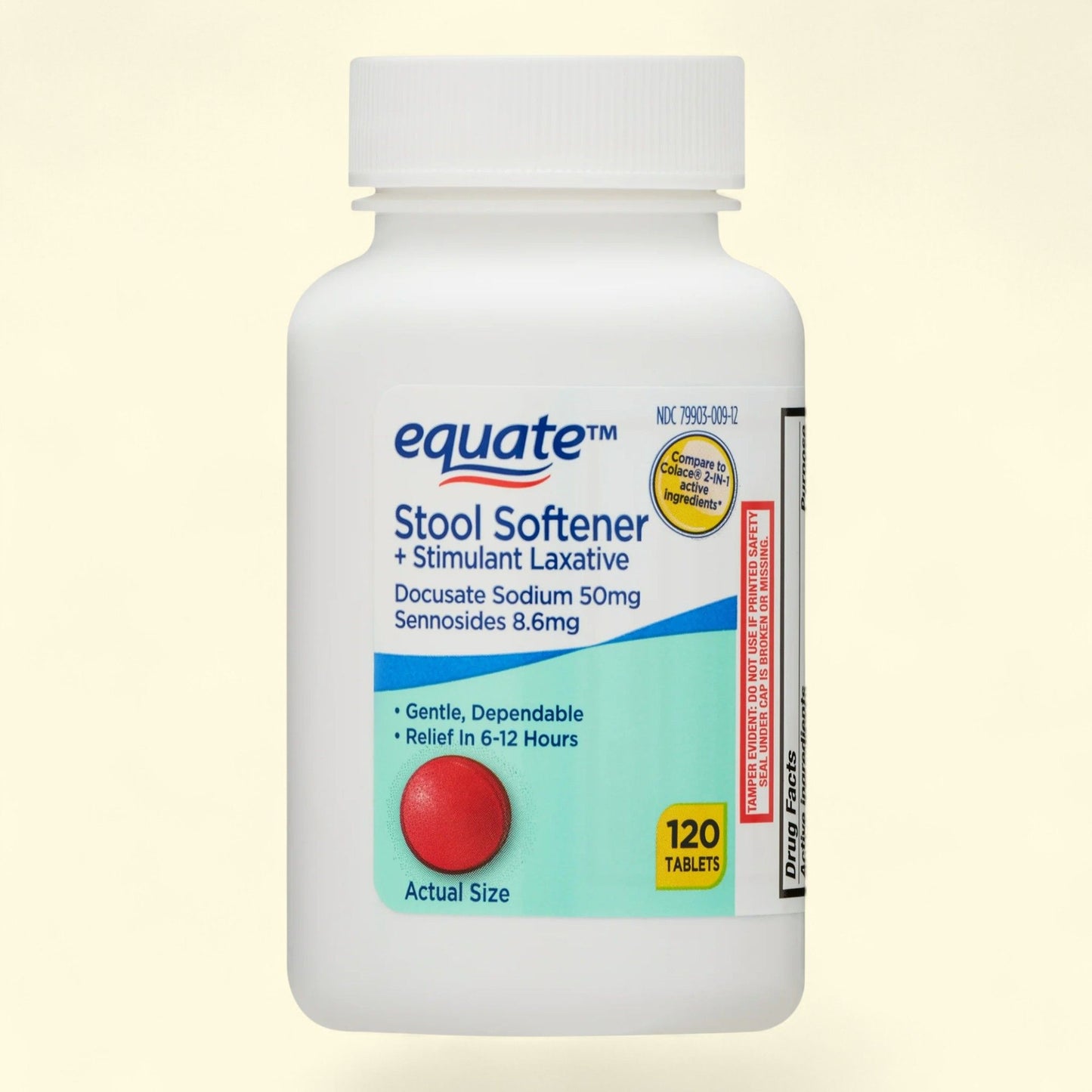Equate Stool Softener Plus Stimulant Laxative Tablets, 120 Count