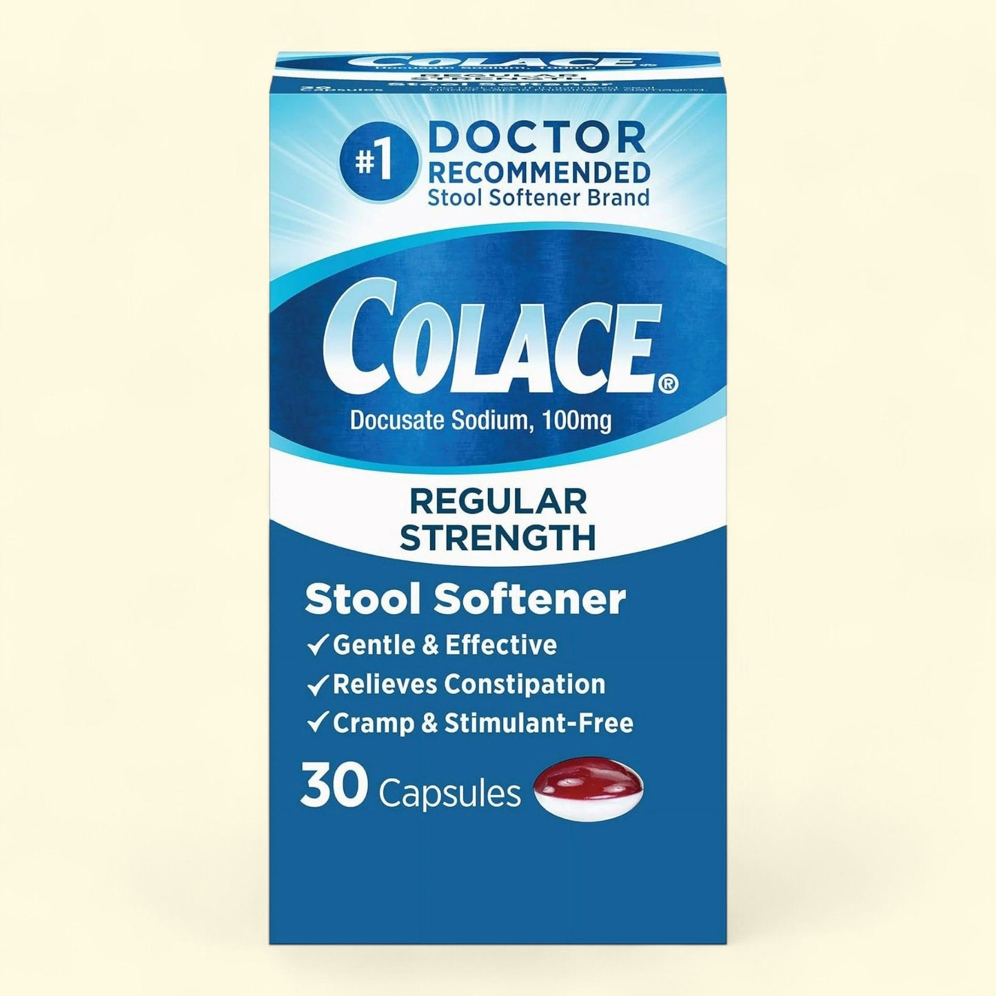 Colace Regular Strength, Capsules, 100mg, 30 Count