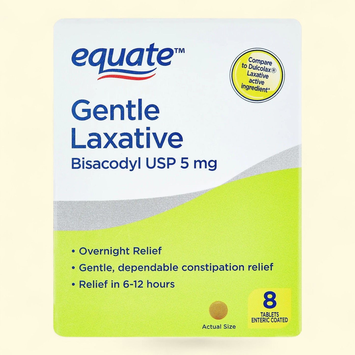 Equate Gentle Laxative Bisacodyl, 5mg, 8 Coated Tablets
