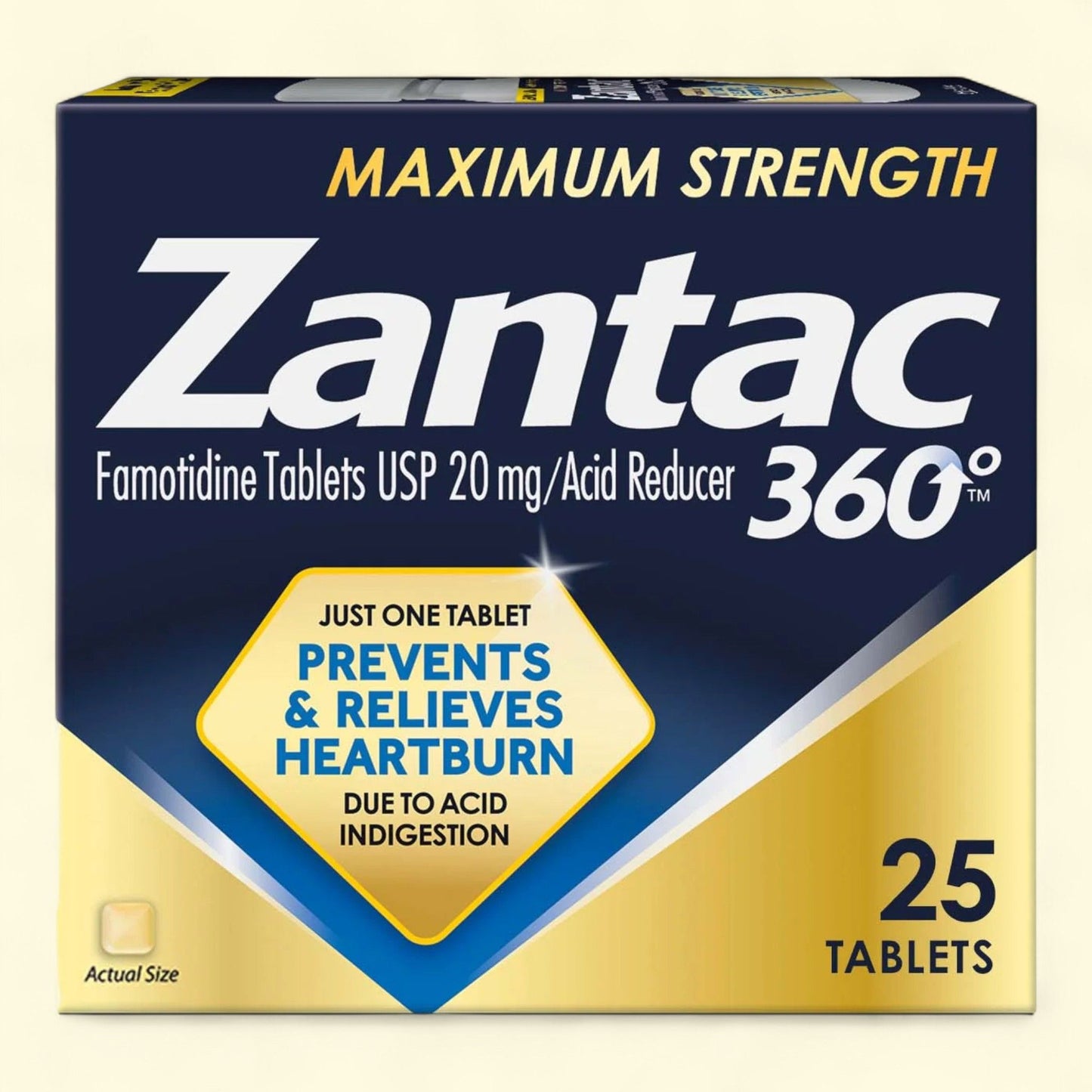 Zantac 360 Famotidine Antacid Tablets, 20 mg, 25 Count