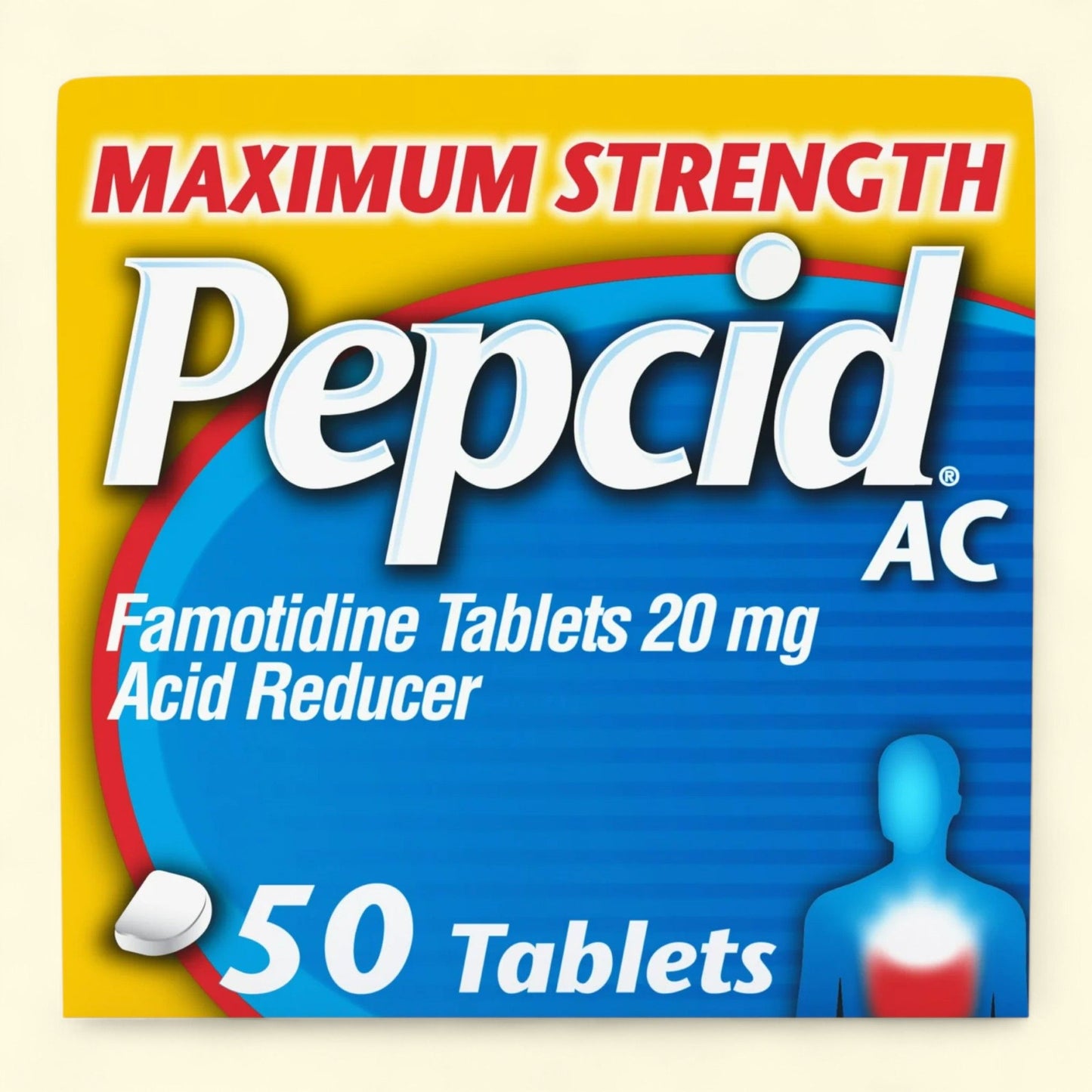 Pepcid AC Maximum Strength Heartburn Medicine, 50 Count
