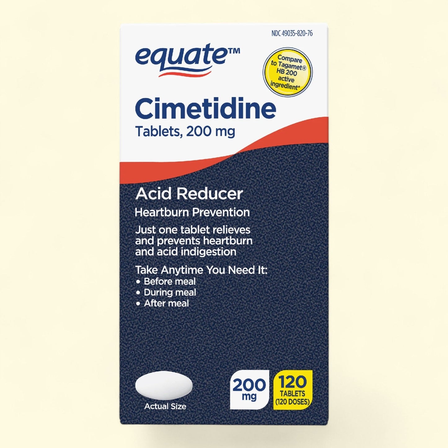 Equate Cimetidine Tablets 200 mg, 120 Count