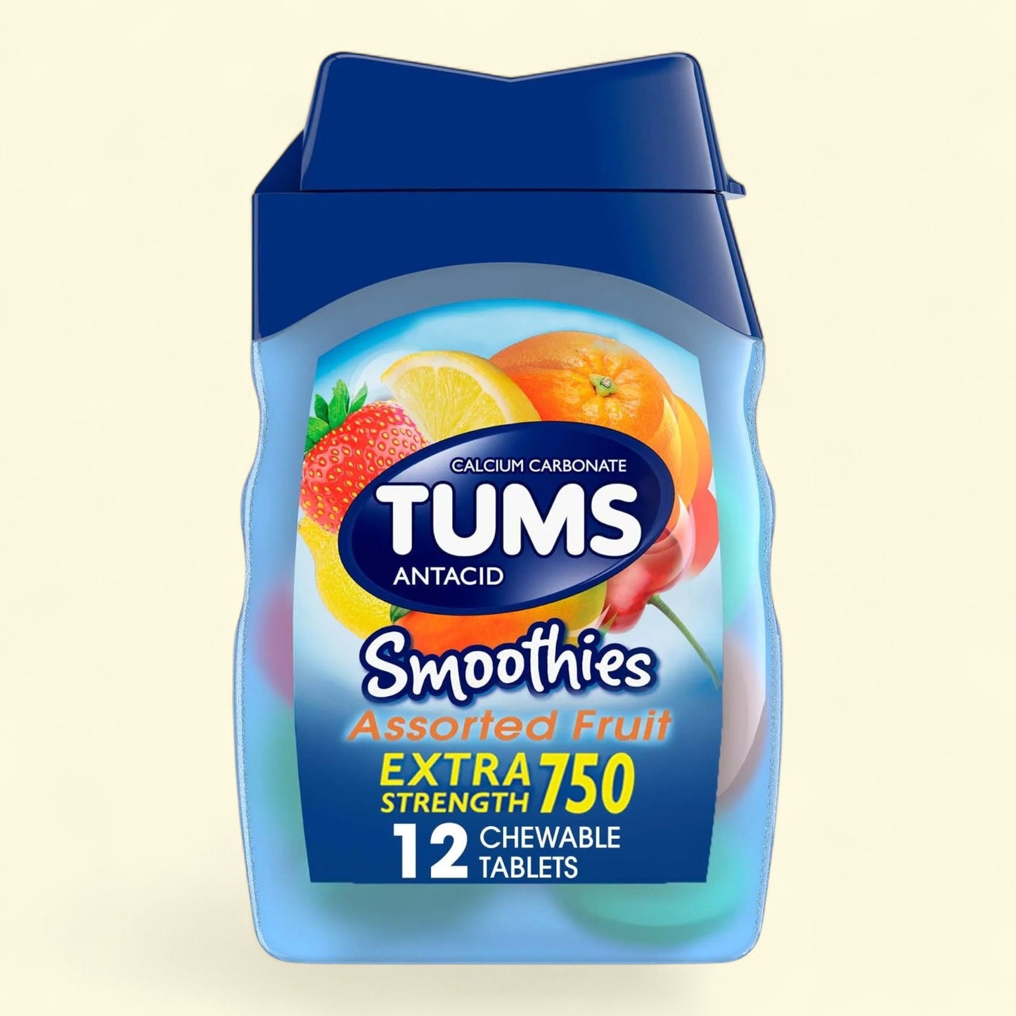 TUMS Smoothies Extra Strength Antacid Chewable Tablets, 12 Tablets