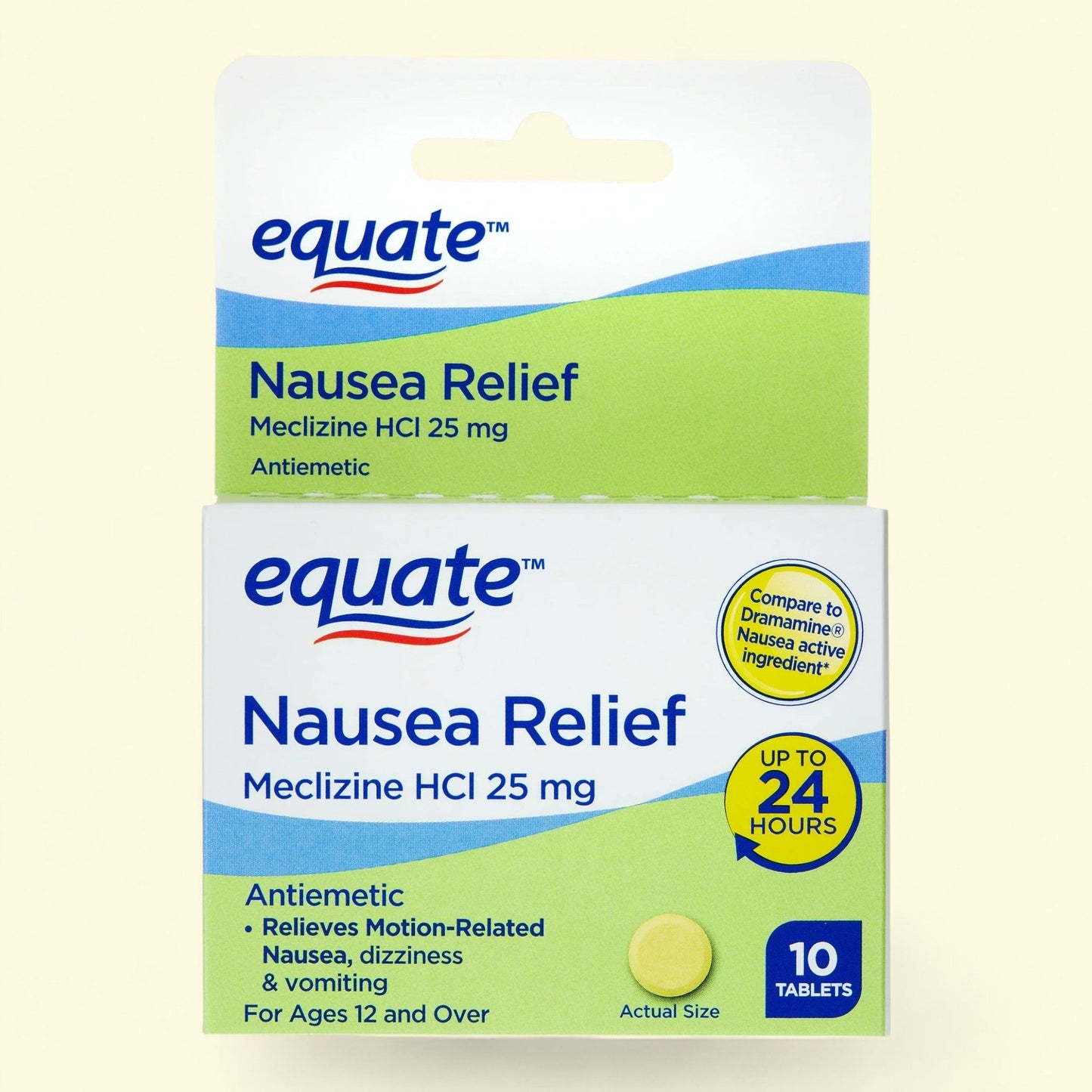 Equate Nausea Relief Meclizine HCl Tablets, 25 mg, 10 Count