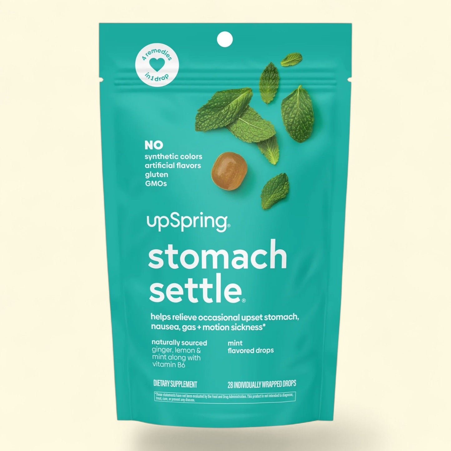 UpSpring Stomach Settle Nausea Relief Drops, Mint Flavor, 28 Count