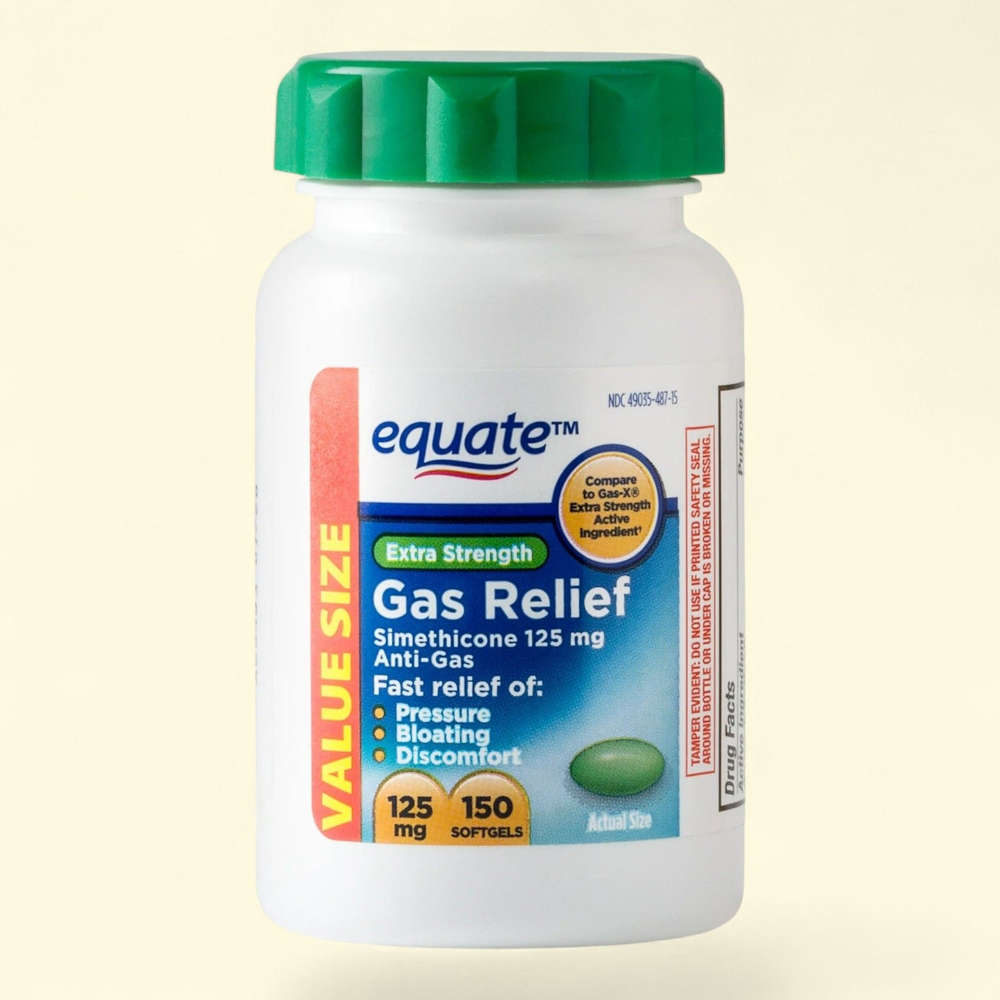 Equate Gas Relief Softgels, 125 mg, 150 Count