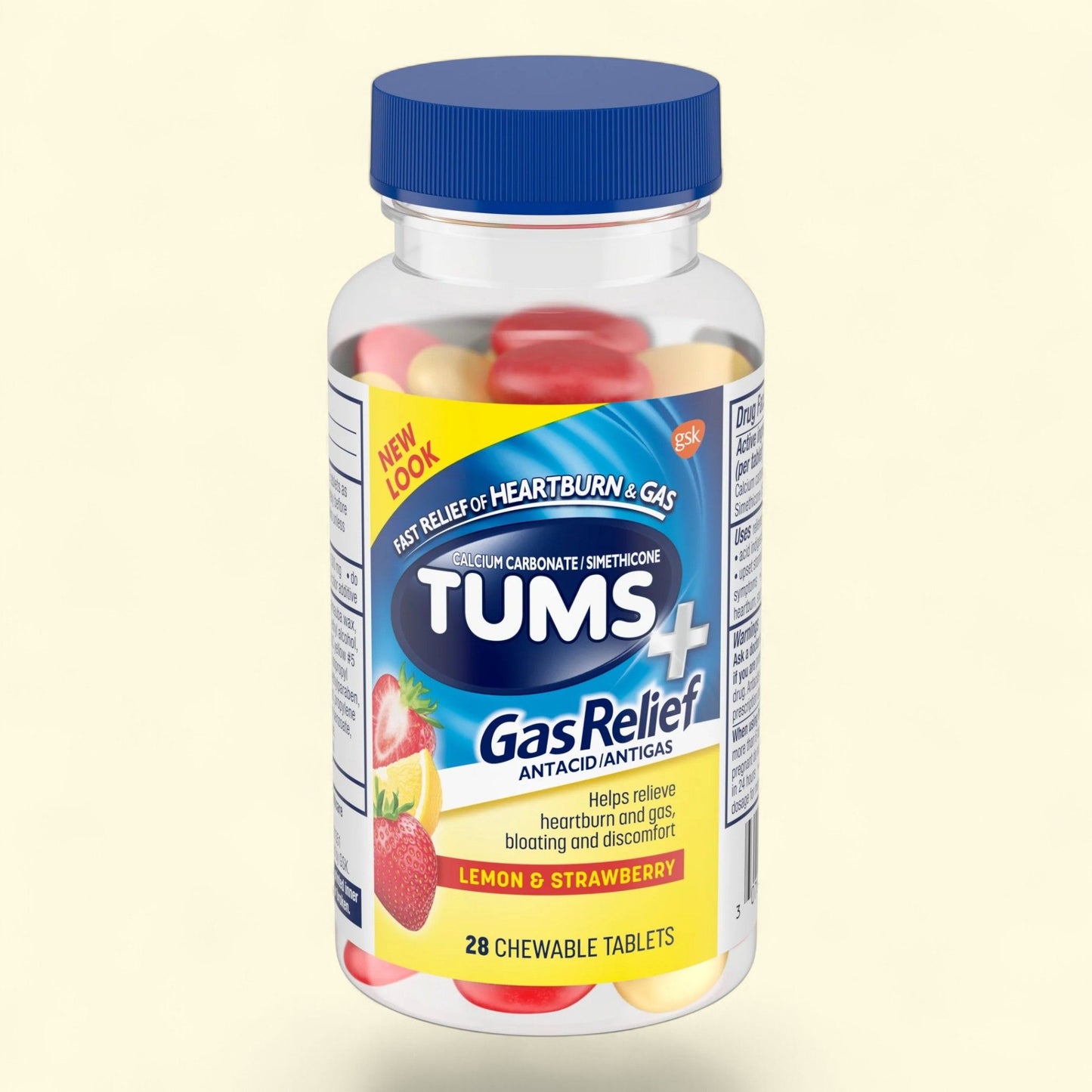Tums Gas Relief Chewy Bites, Lemon/Strawberry, 28 Count