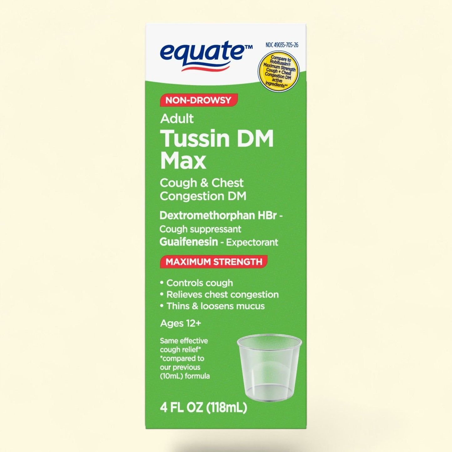 Equate Tussin DM Max Cough & Chest Congestion Liquid, 4 fl oz