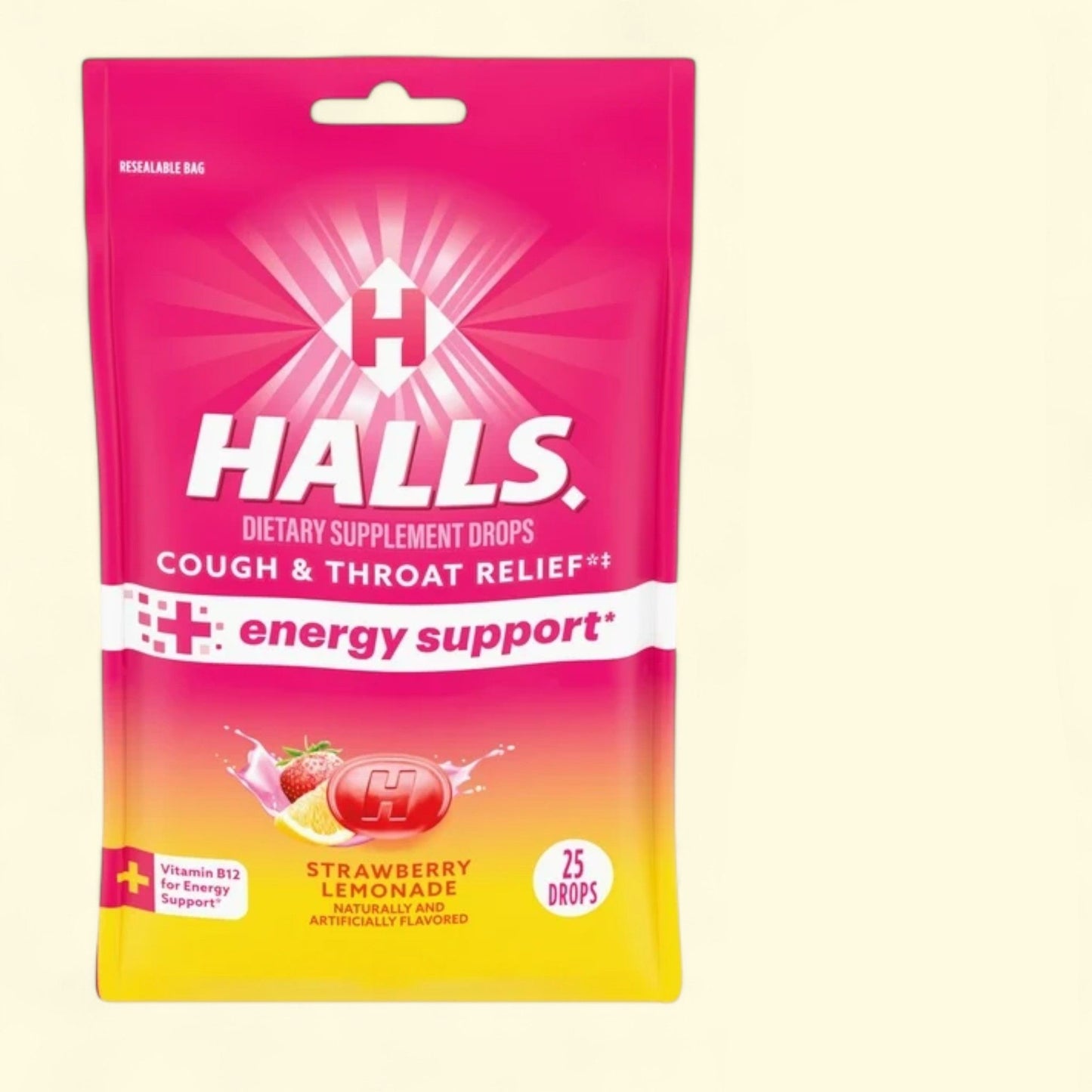 HALLS Cough Drops, Strawberry Lemonade, 25 Drops — authentic US product shipped worldwide by Treatspree
