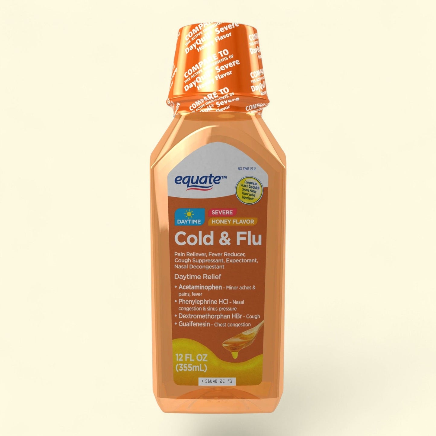Equate Daytime Severe Cold and Flu, Honey, 12 fl oz