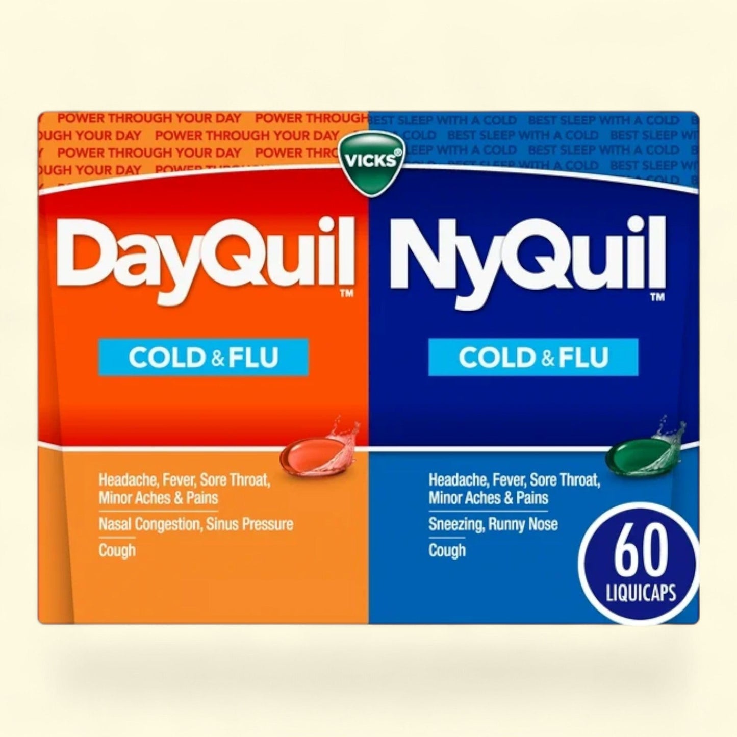 Vicks DayQuil and NyQuil Cold and Flu Liquicaps, 60 Count