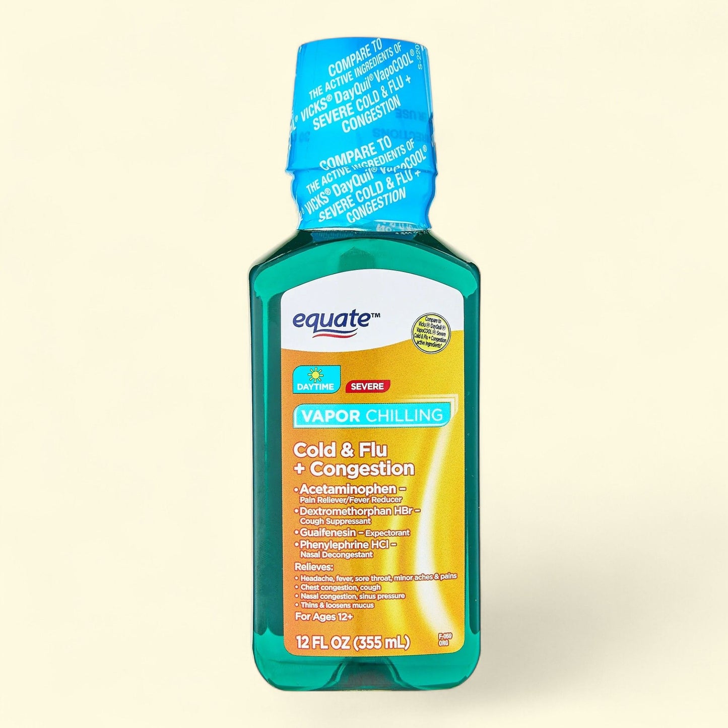 Equate Severe Cold and Flu + Congestion Liquid, 12 oz — authentic US product shipped worldwide by Treatspree