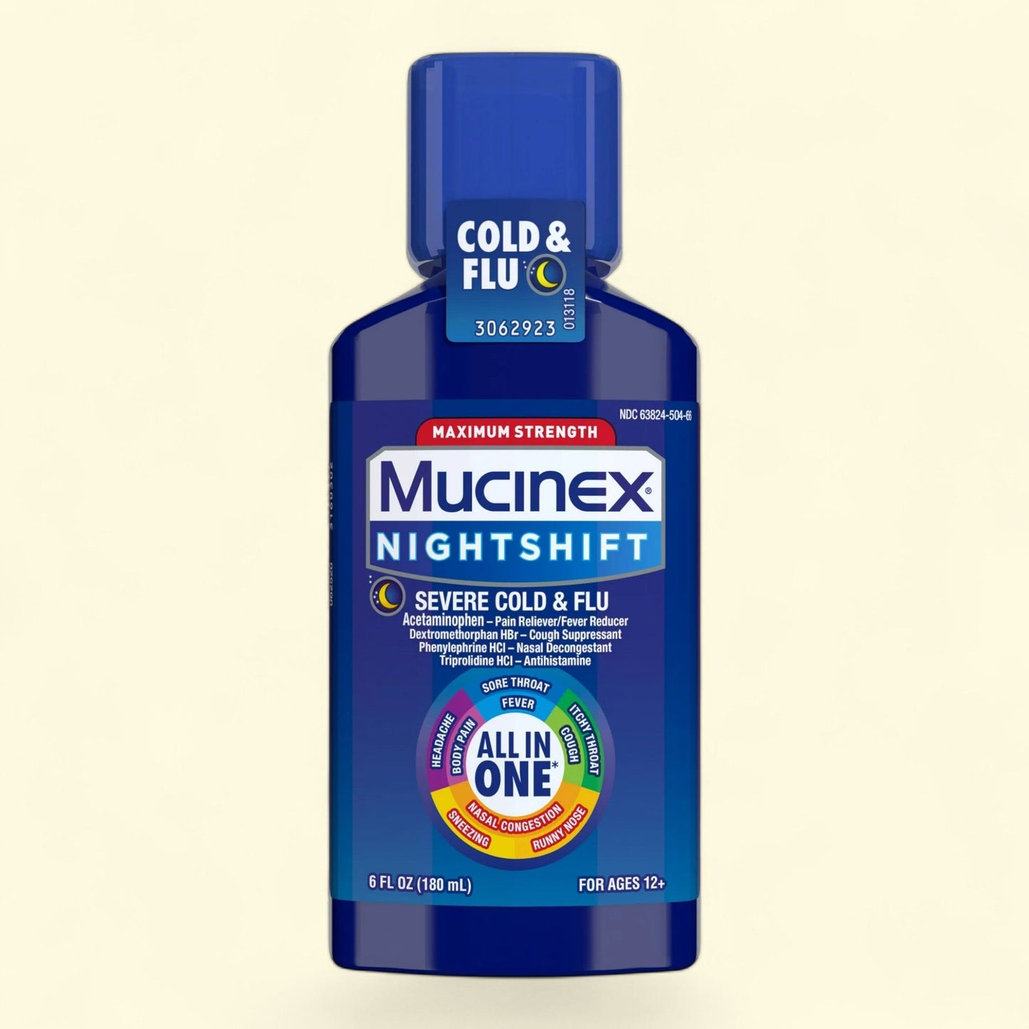 Mucinex Nightshift Severe Cold and Flu Liquid Medicine, 6 fl oz