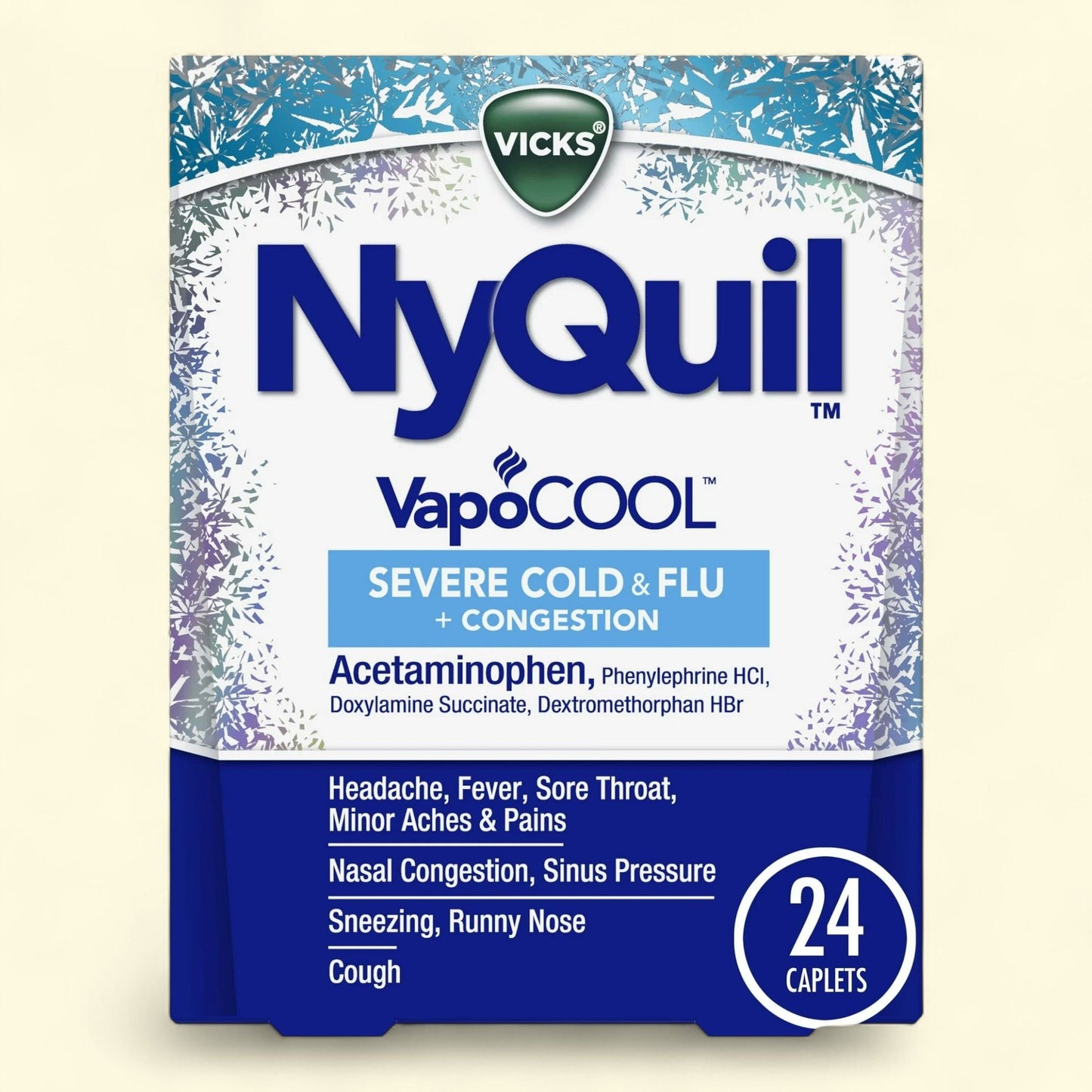 Vicks NyQuil Severe Cold and Flu Caplets, 24 Count — authentic US product shipped worldwide by Treatspree