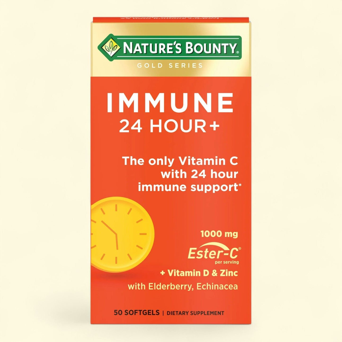 Nature's Bounty Immune 24 Hour Vitamin C, D3 & Zinc Softgels, 1000 mg, 50 Count