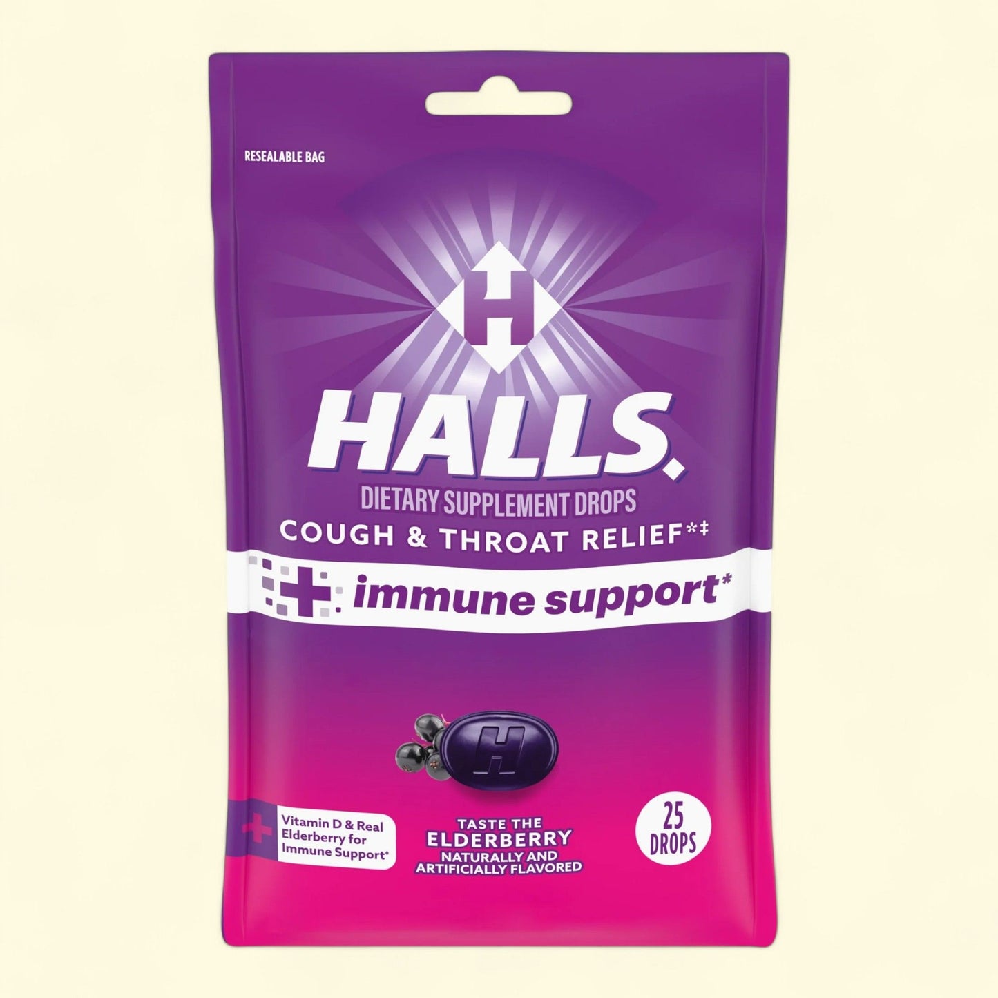 HALLS Elderberry Cough Drops, 25 Drops
