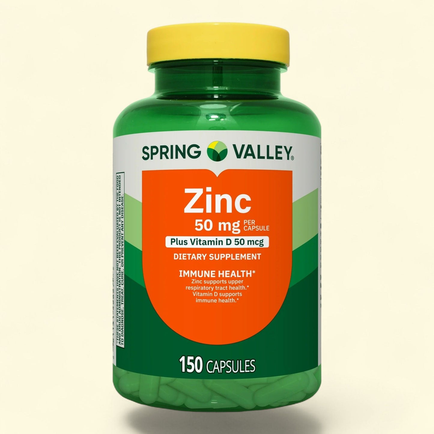 Spring Valley Zinc with Vitamin D Dietary Supplement Capsules, 50 mg, 150 Count